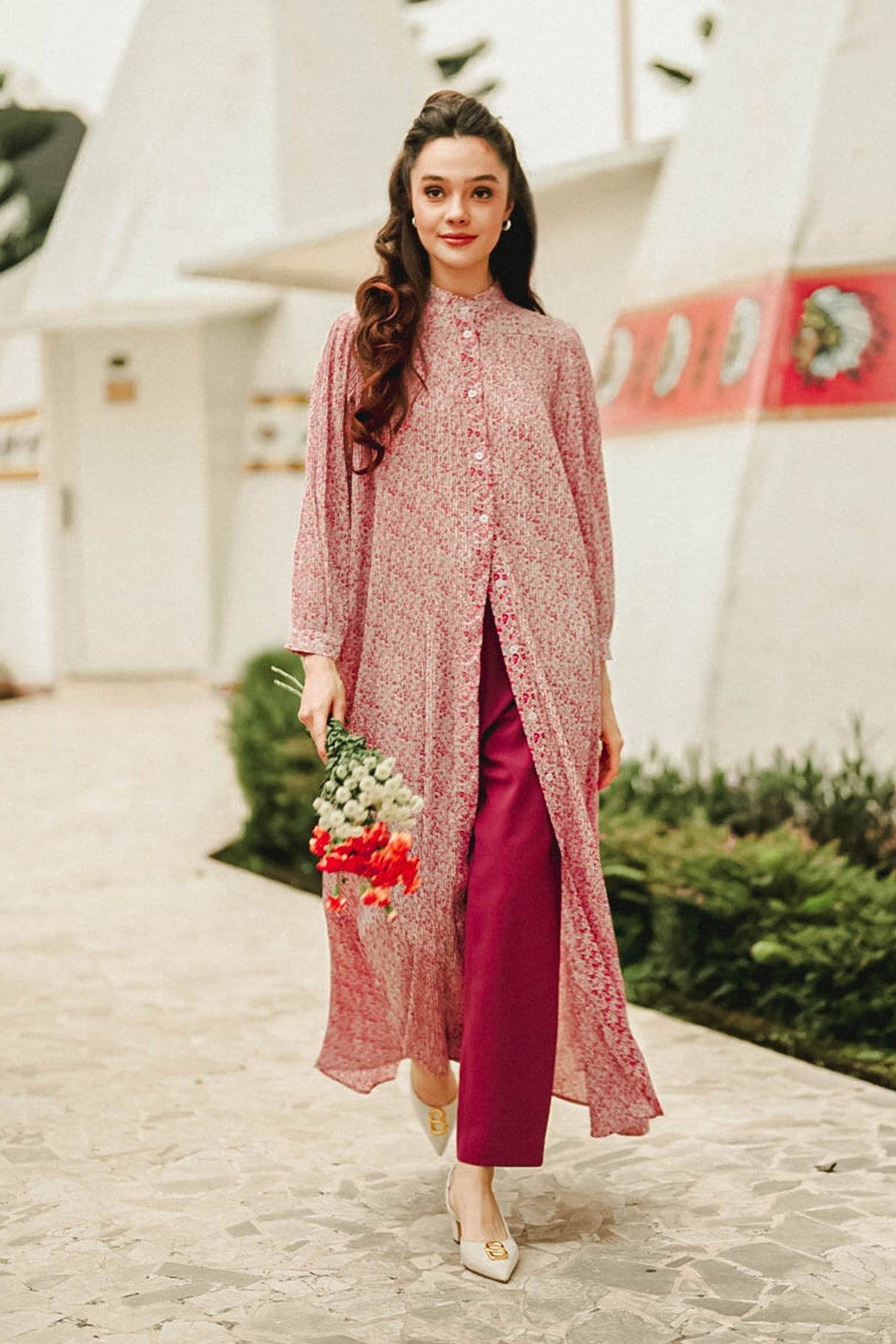 Callie Pleated Maxi Dress - Pink