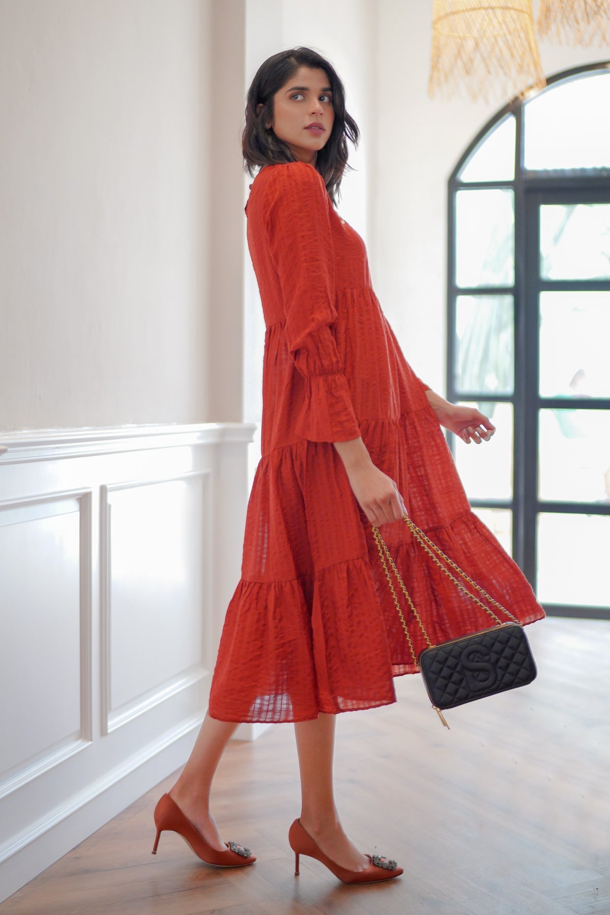 Red Lilou Tiered Dress