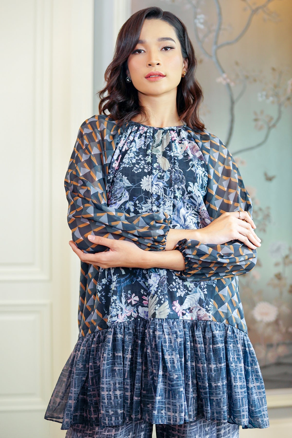 Wonderful Harmony Ruffle Tunic - Navy