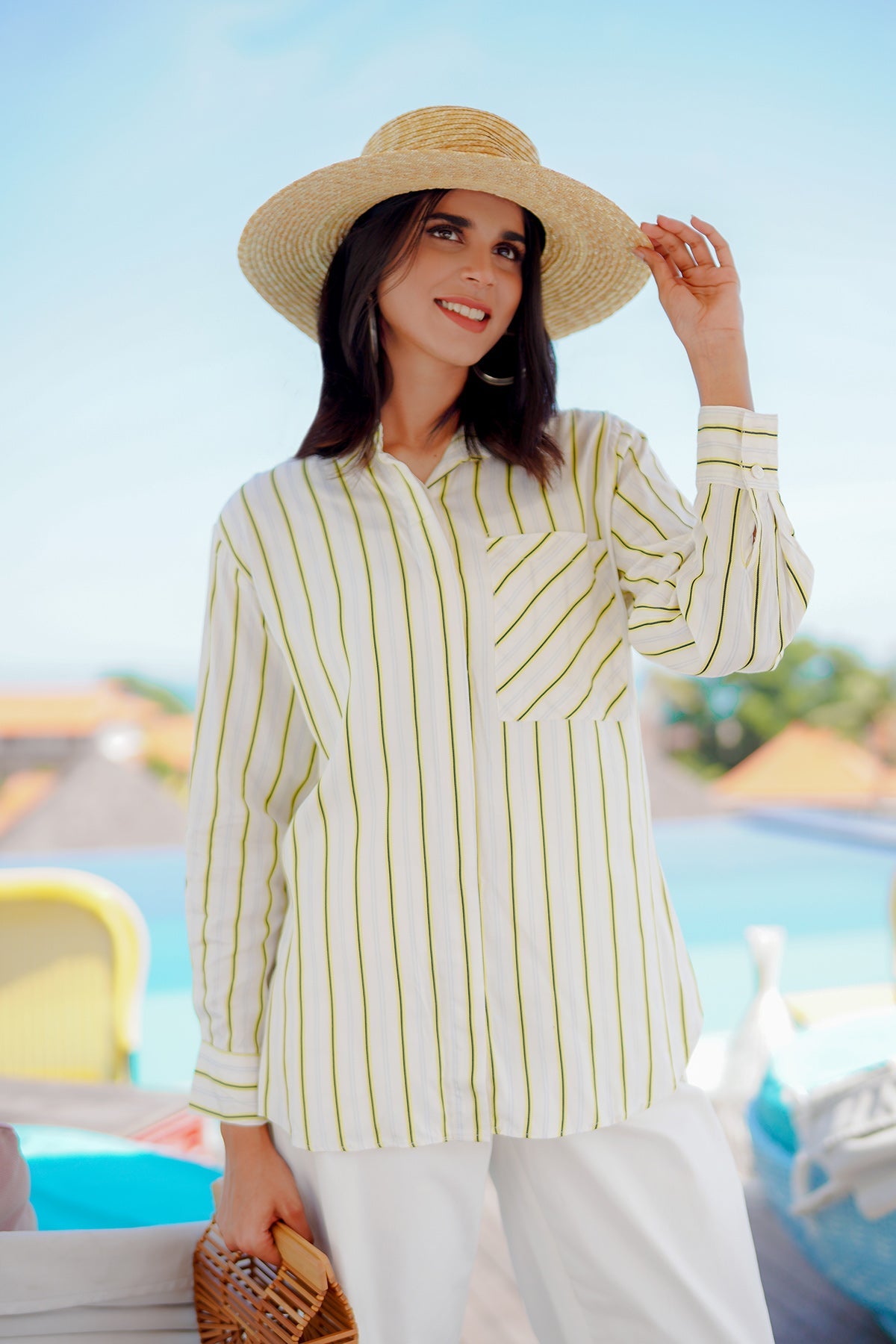 Zarina Shirt - White Stripes