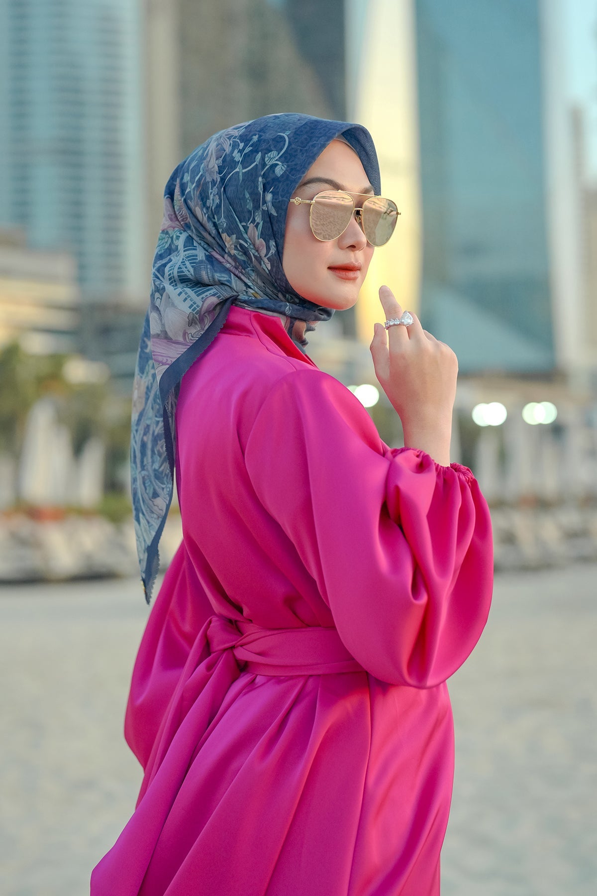 Dubai Voile Square - Navy