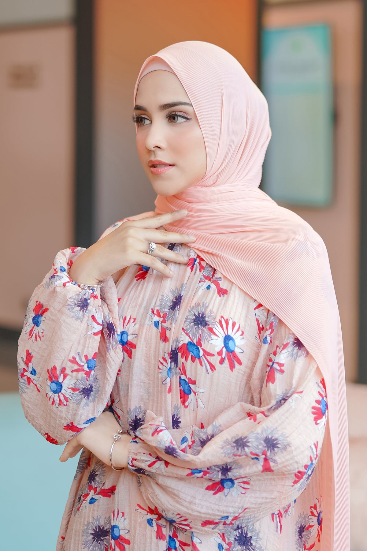Everyday Pleated Shawl - Pink Salt
