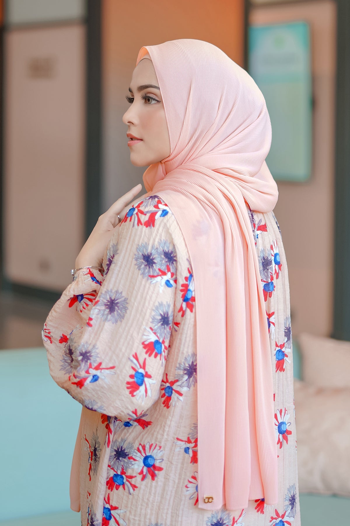 Everyday Pleated Shawl - Pink Salt
