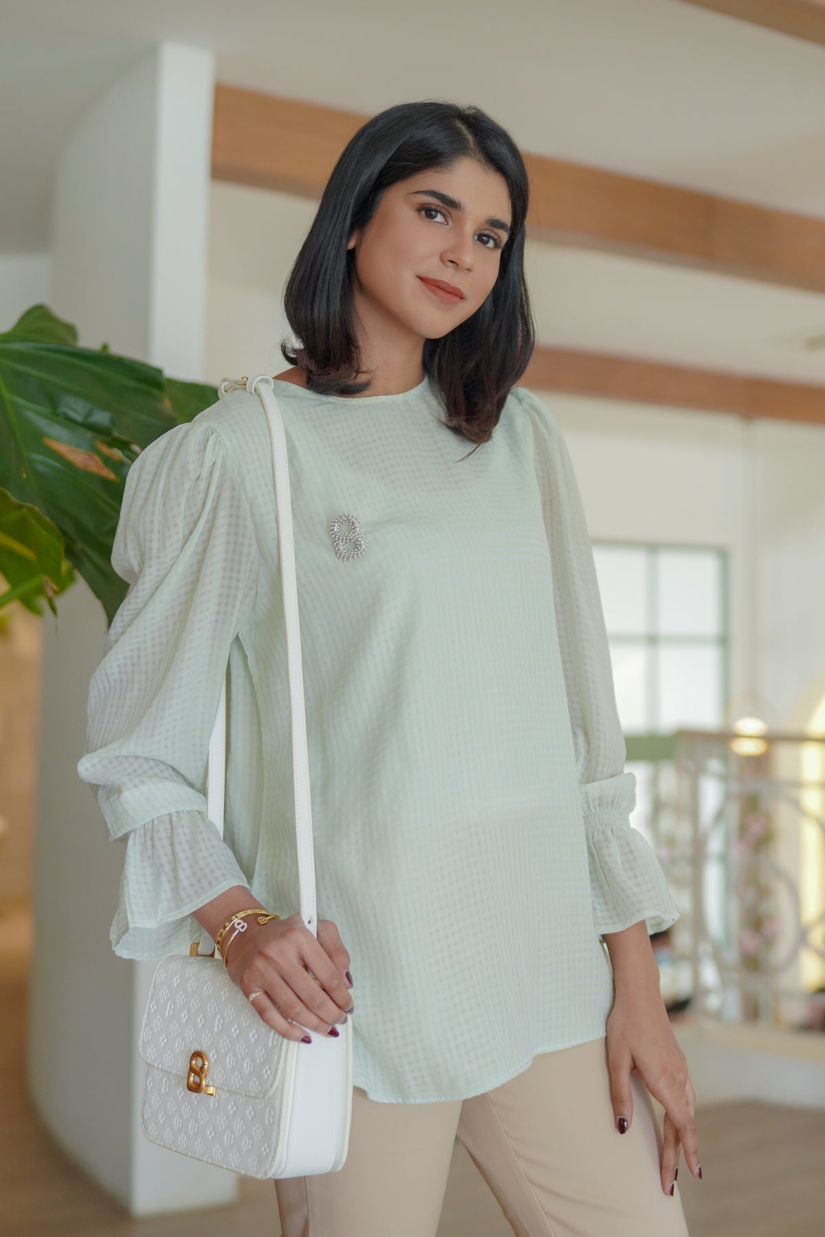 Gingham Frida Blouse - Green