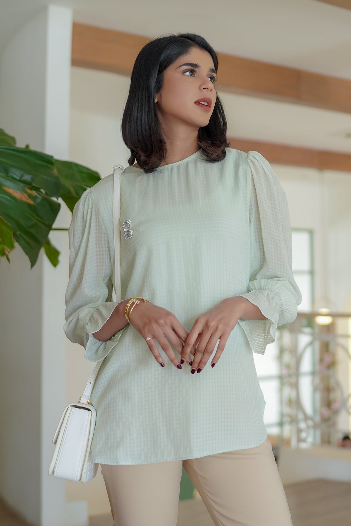 Gingham Frida Blouse - Green