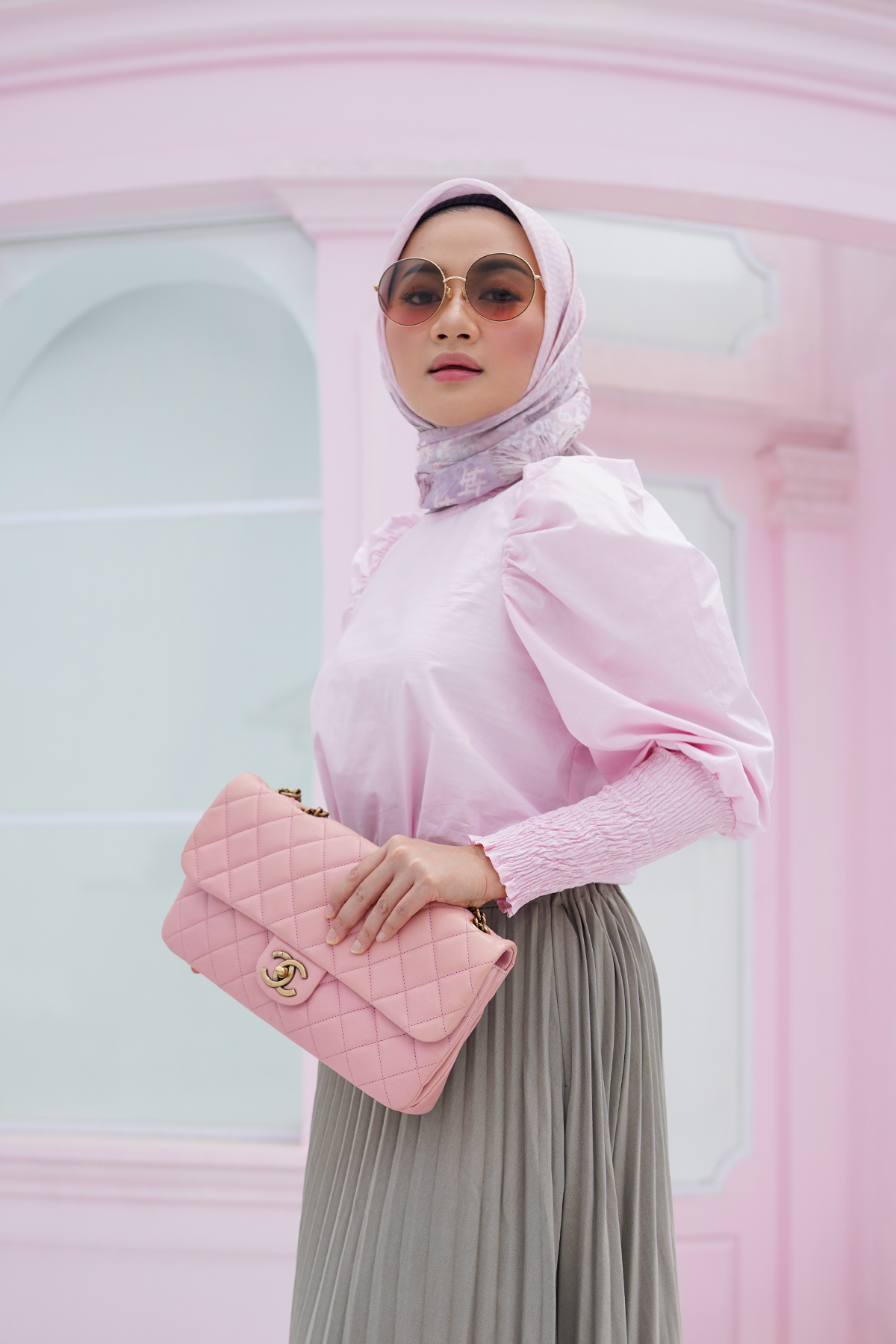 Pink Audy Blouse with Puff Sleeve