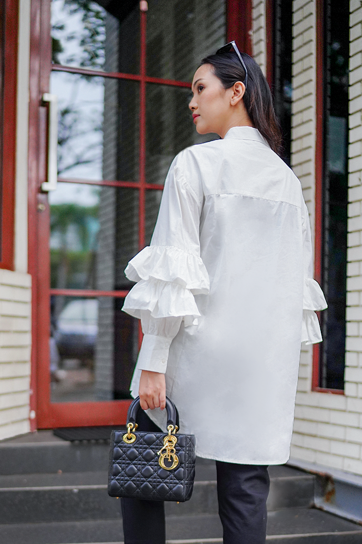 White Oversized Shirt with Layer Puff