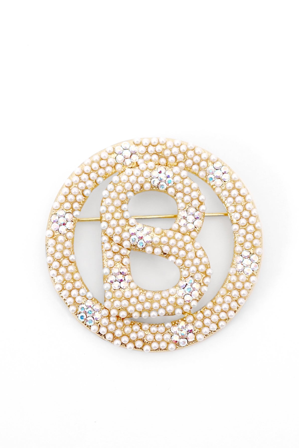 Luxe Big Round Pearl Brooch - White
