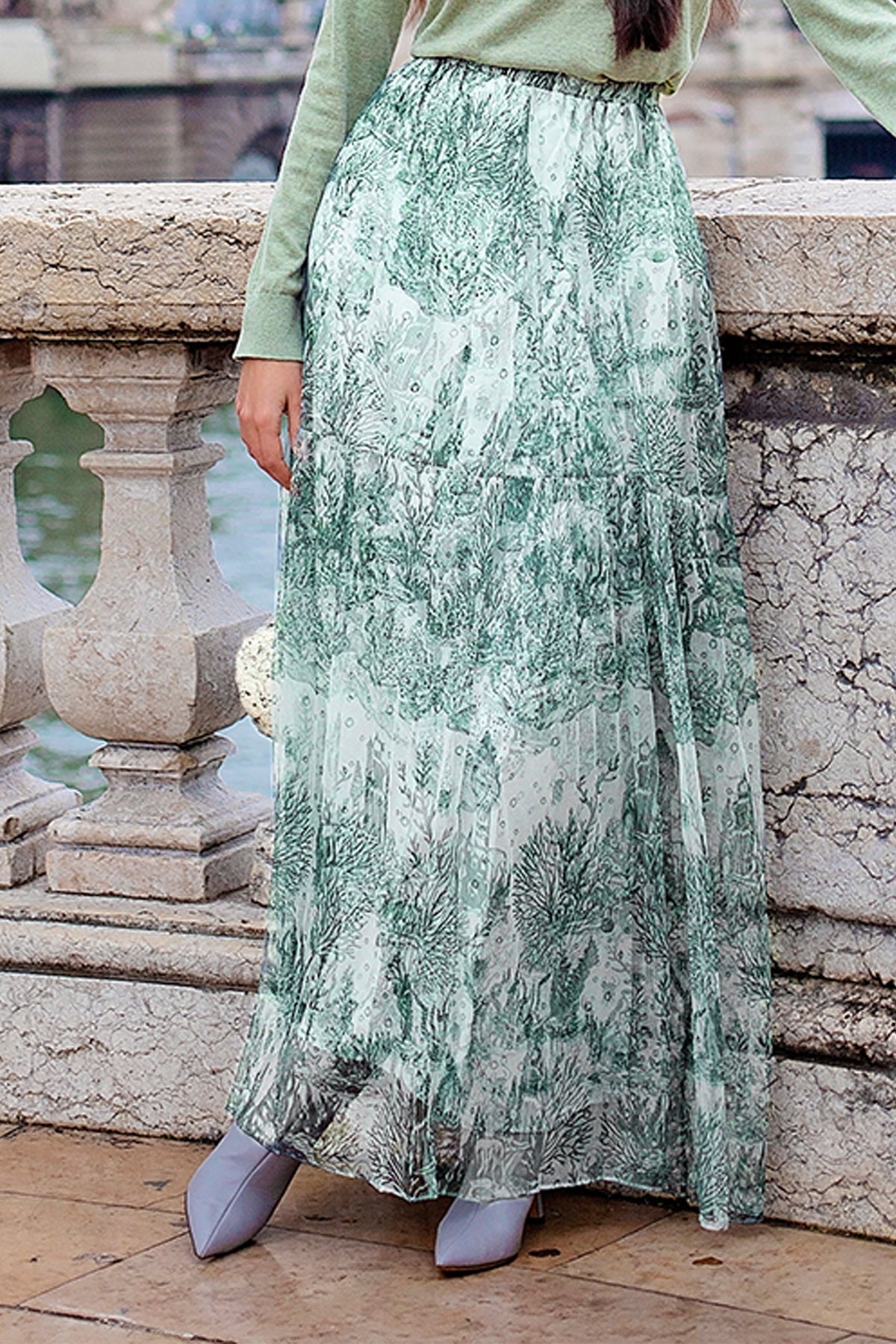 El Mar Minorca Flowy Skirt - Green