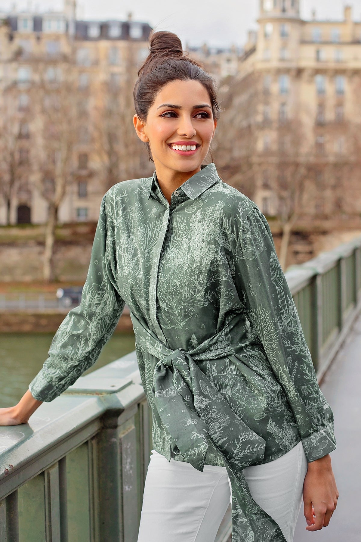 El Mar Minorca Shirt with Belt - Dark Green