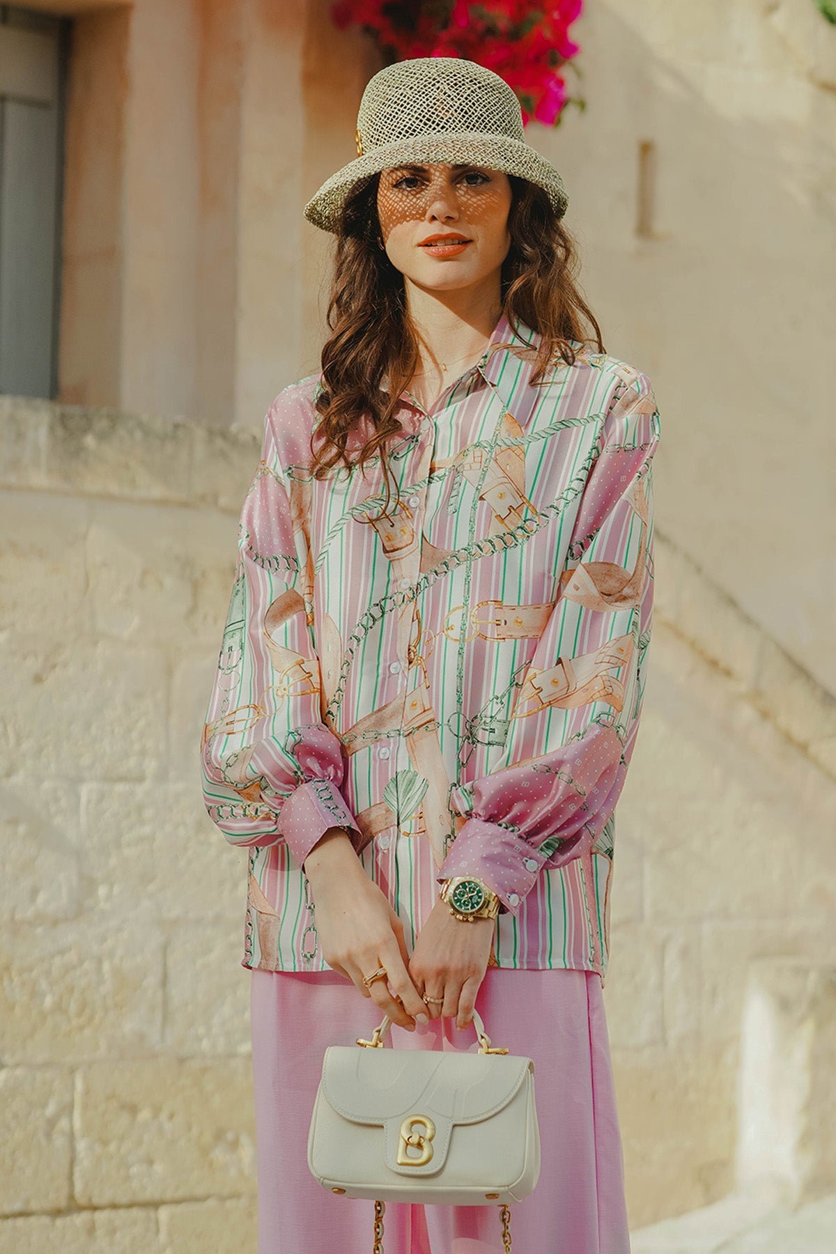 The Chain La Bella Satin Shirt - Dusty Pink
