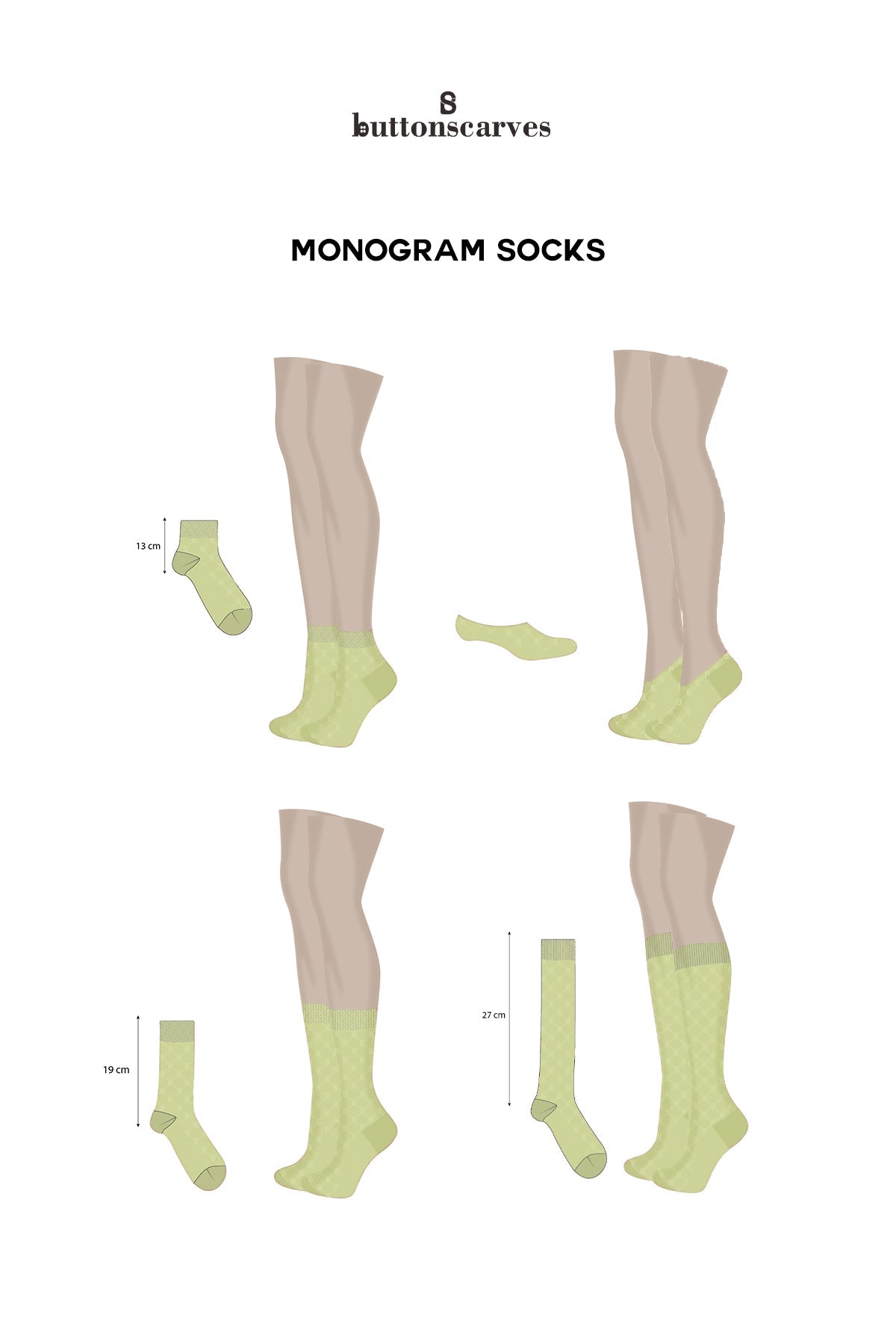Monogram Socks Green