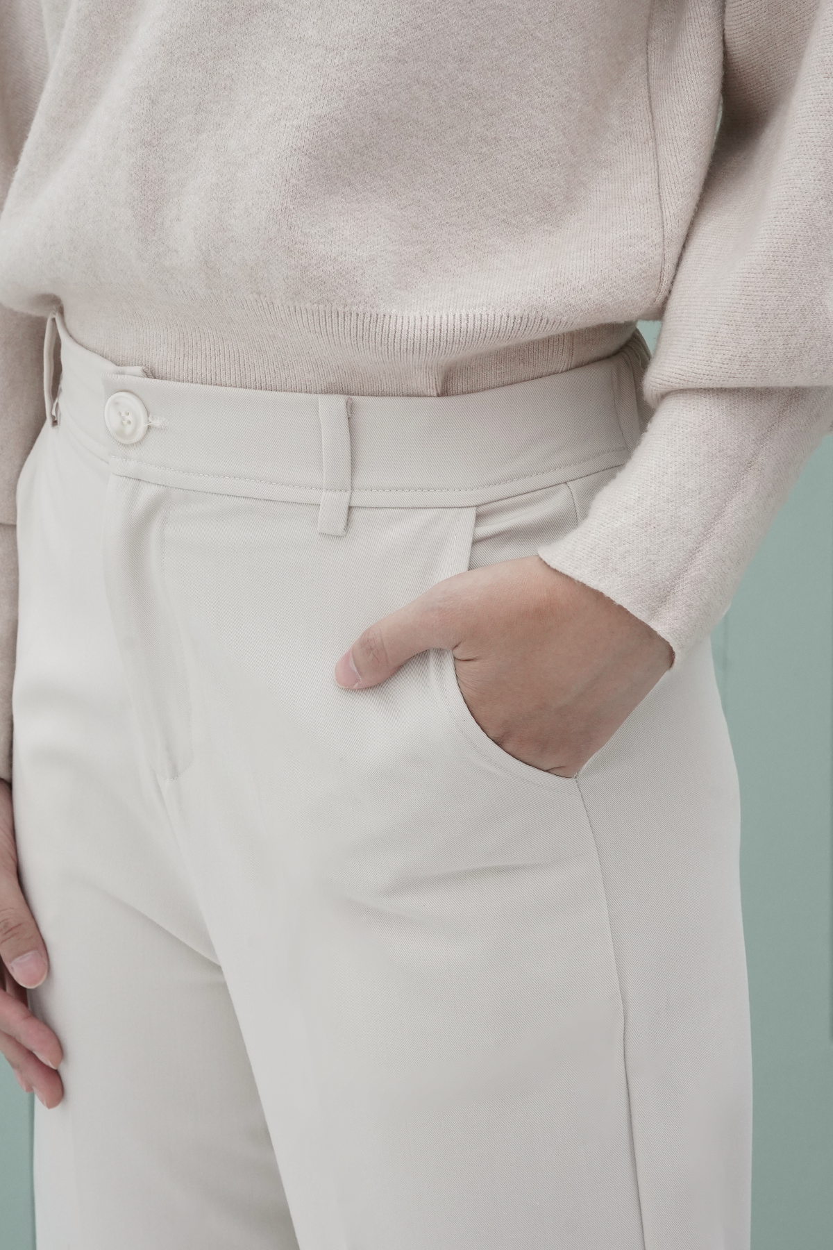 Beige Straight Pants