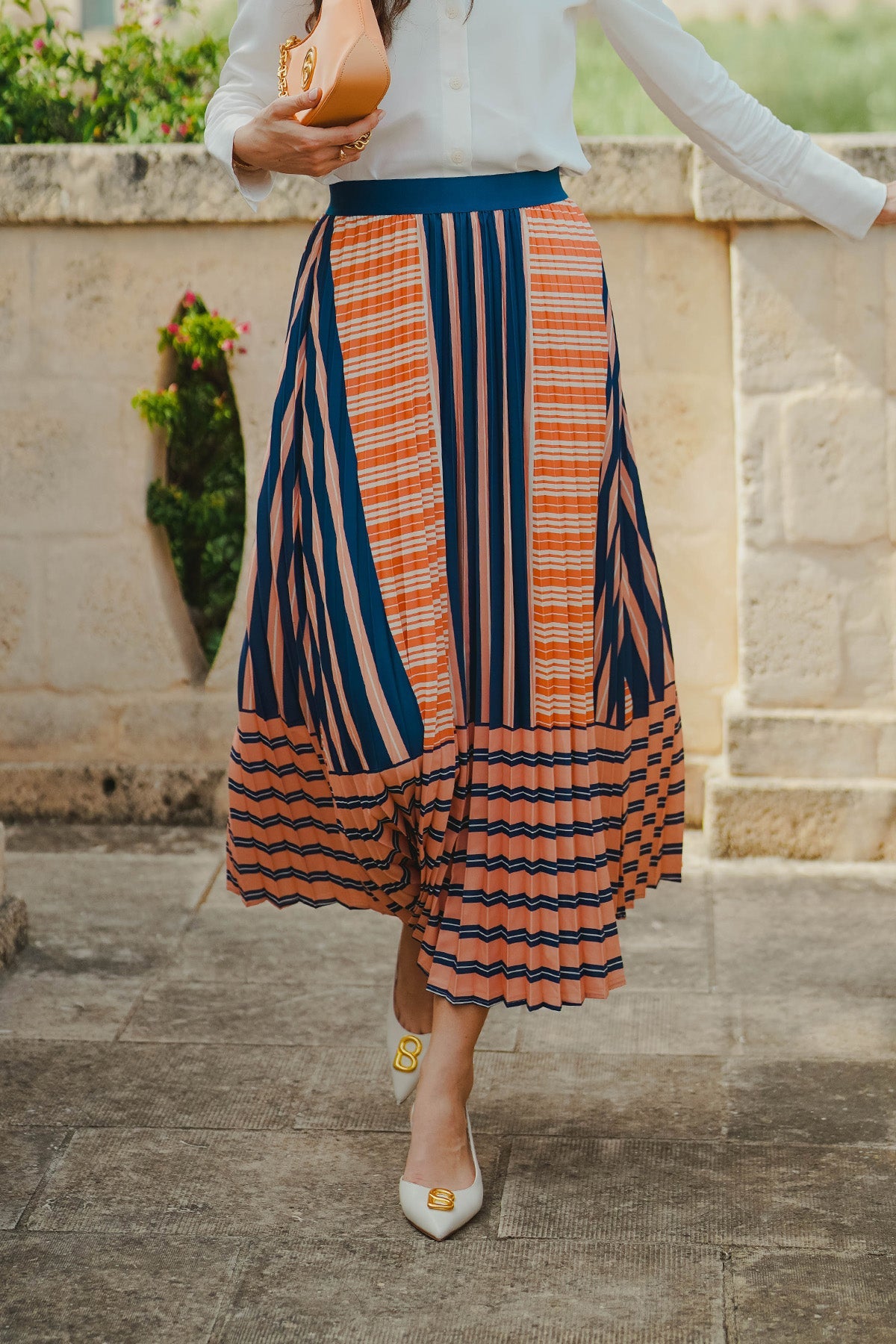 La Bella Stripe Pleated Skirt - Dawn