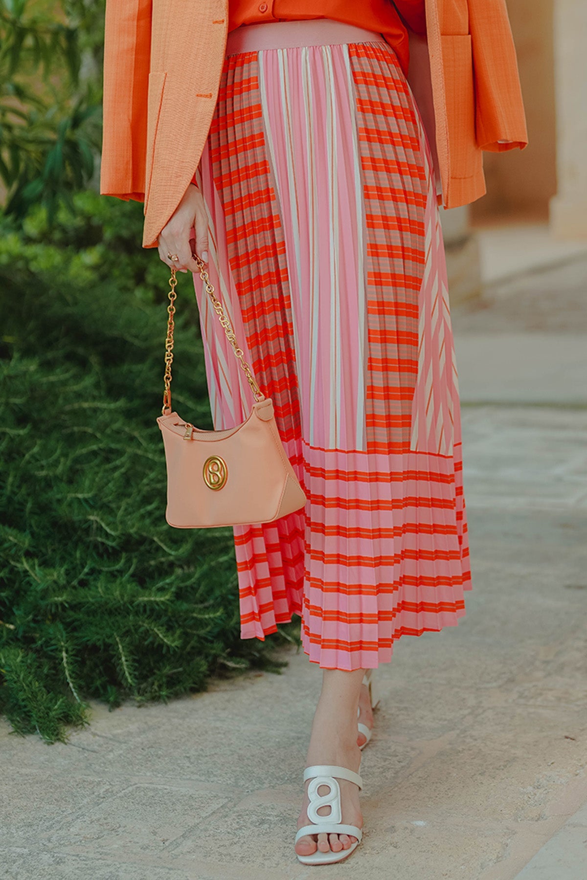 La Bella Stripe Pleated Skirt - Daylight