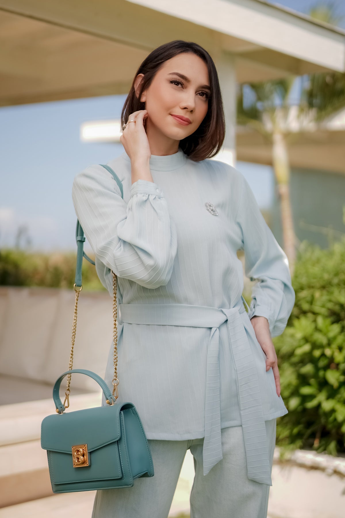 Serie Blouse with Tie - Blue