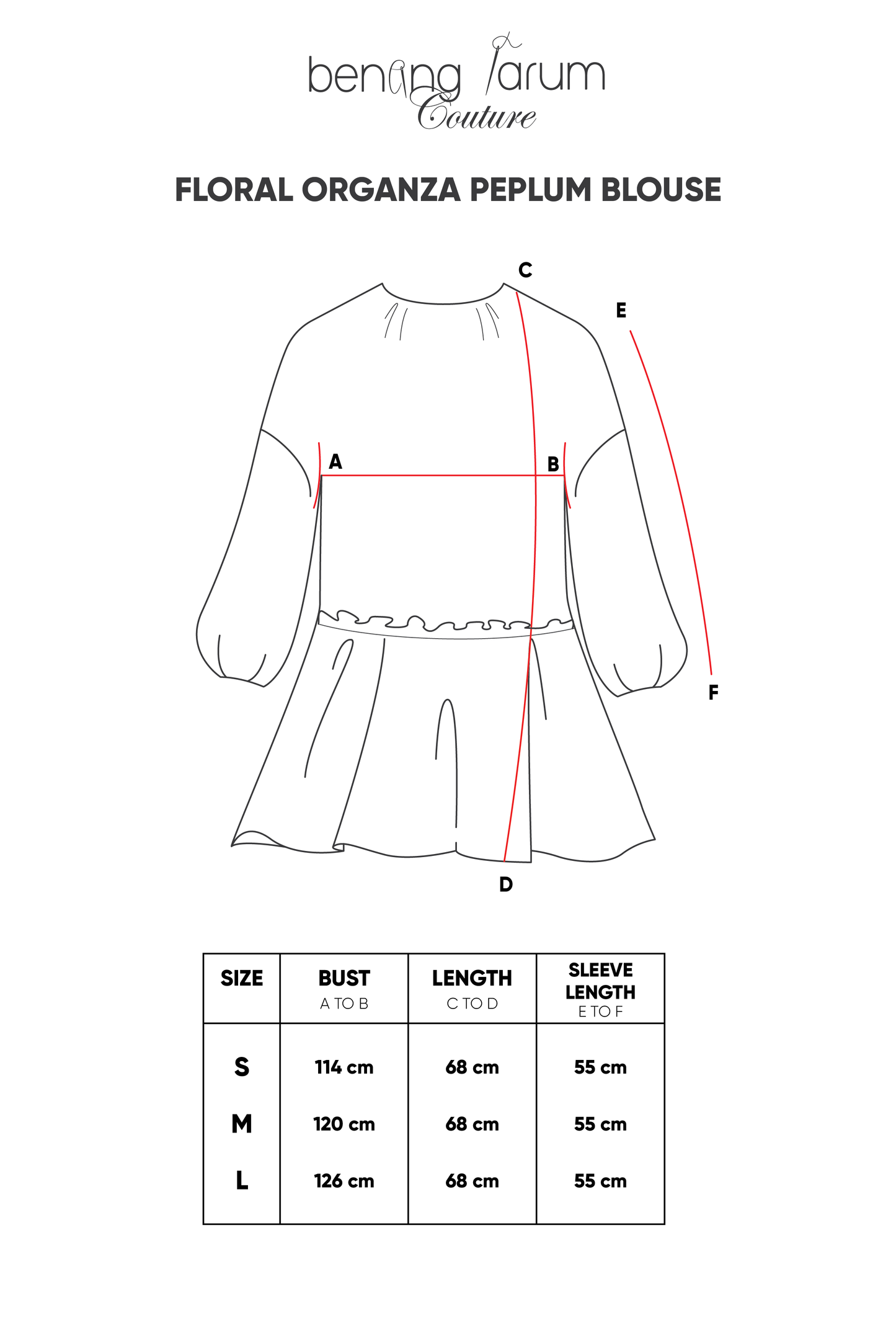 Floral Organza Peplum Blouse - Red