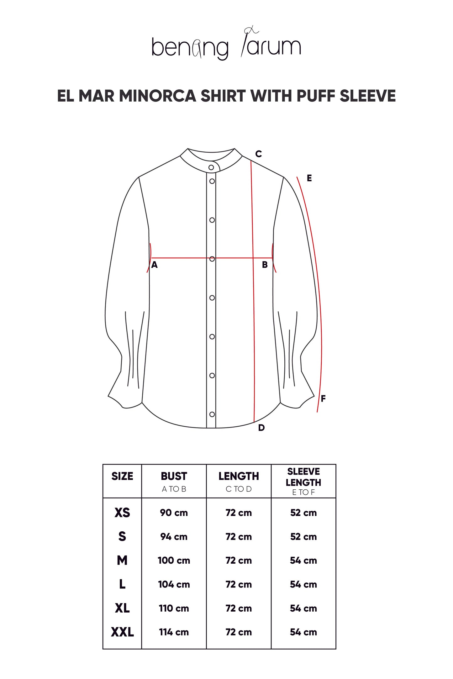 El Mar Minorca Shirt with Puff Sleeve - Navy