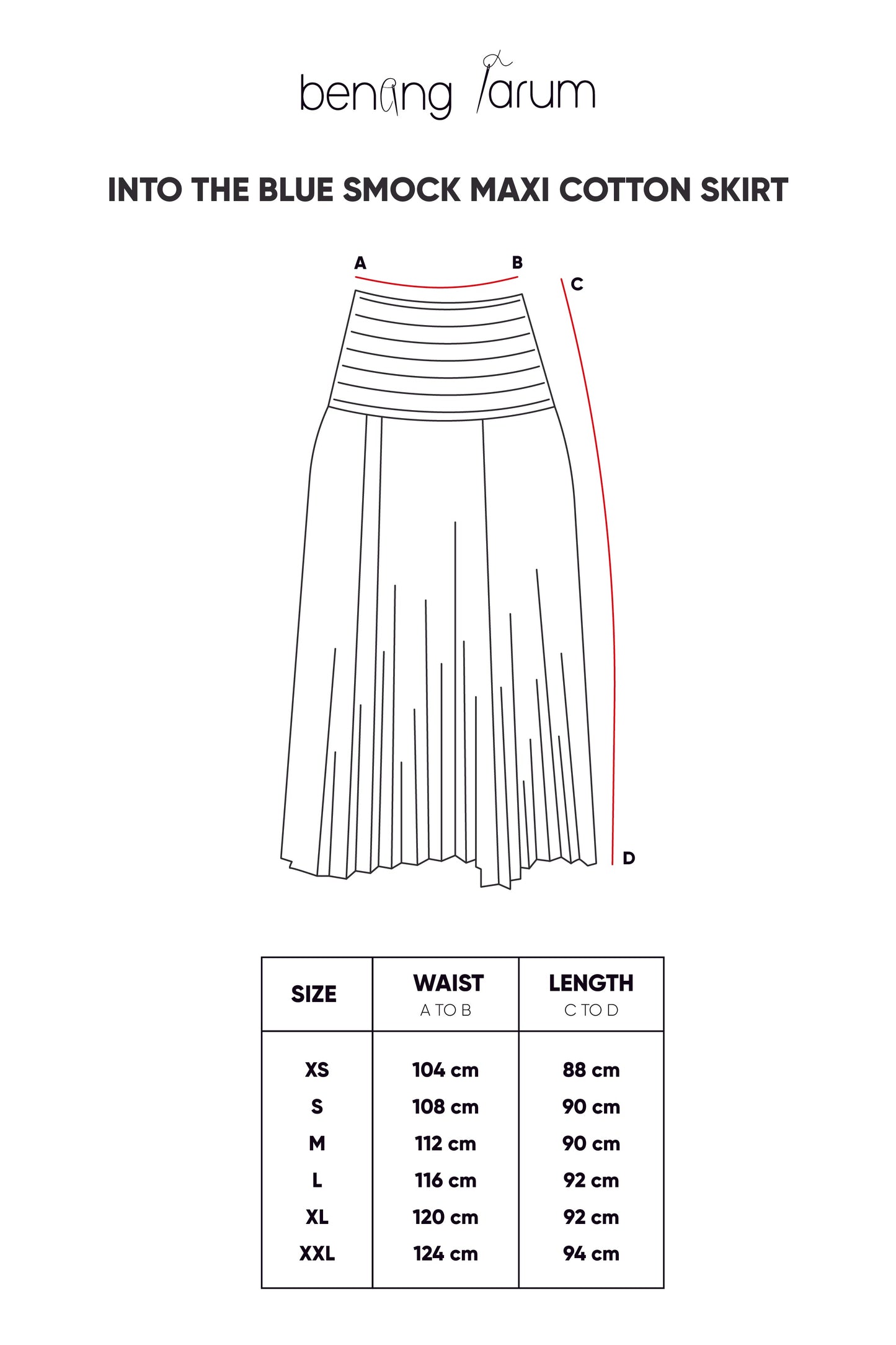 Into The Blue Smock Maxi Cotton Skirt - Blue Leaf
