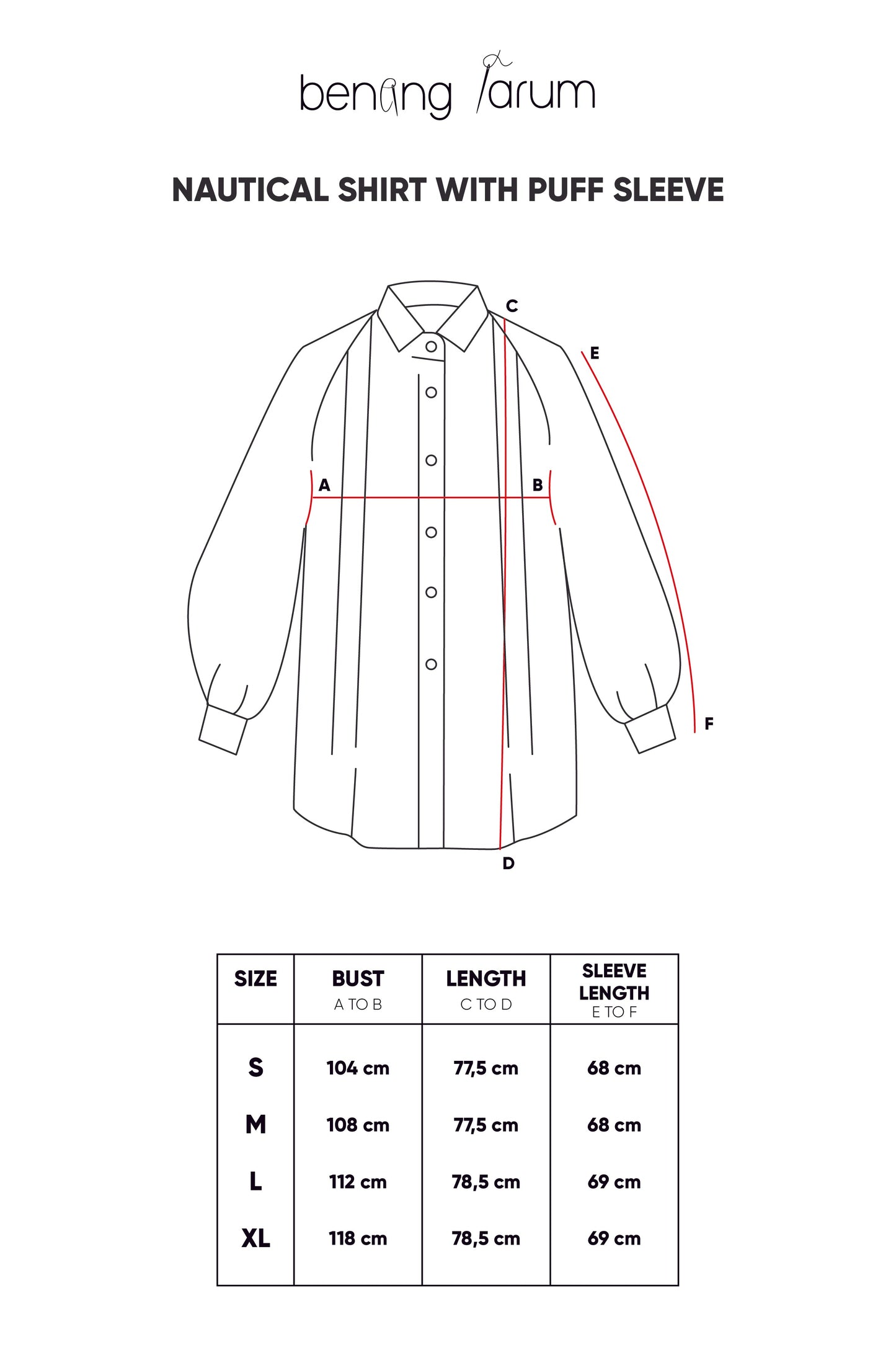 Nautical Shirt with Puff Sleeve - White