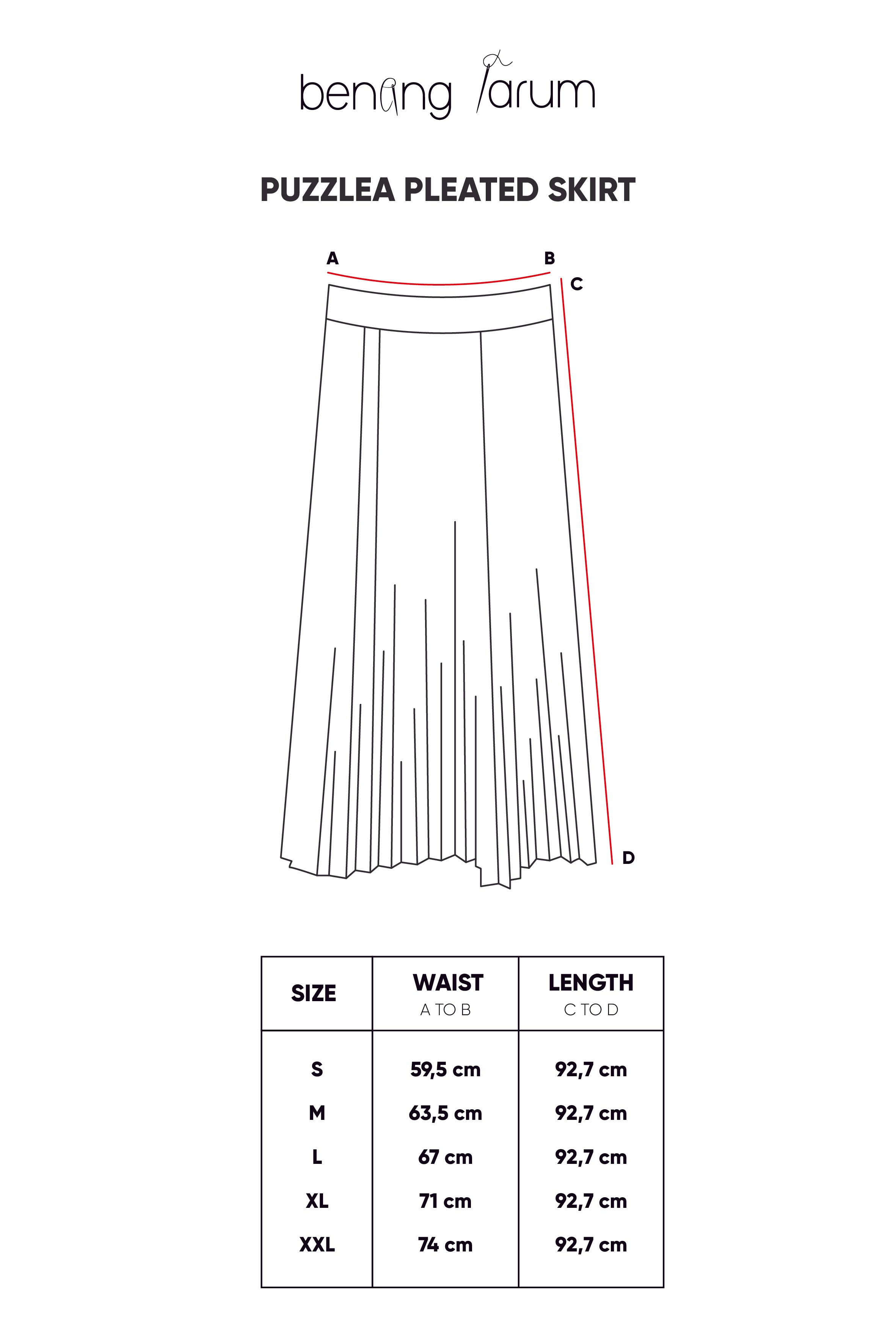 Puzzlea Pleated Skirt - Red