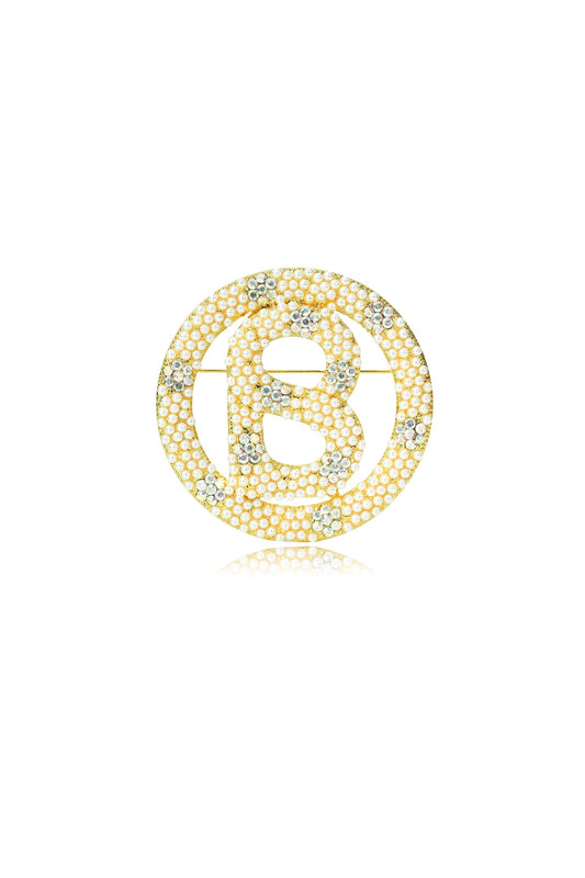 Luxe Big Round Pearl Brooch - White