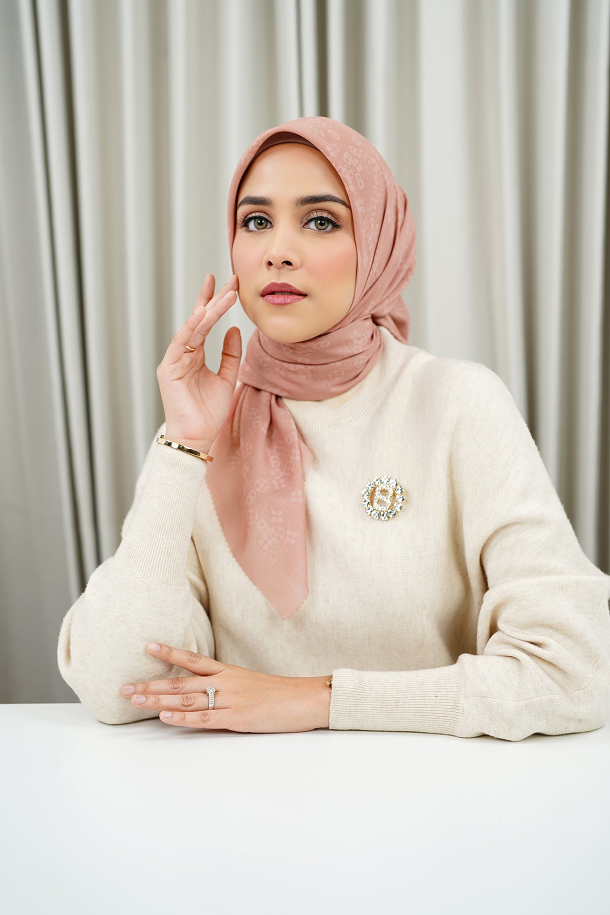 Monogram Scramble Voile Square - Peach