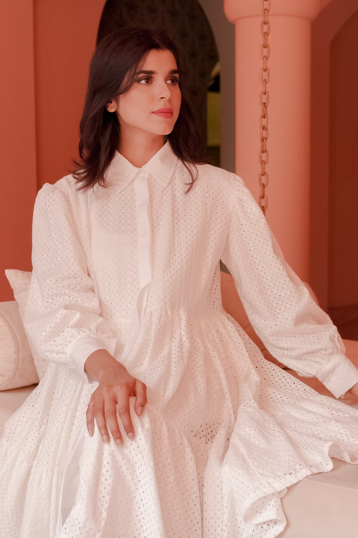 Tiered Cotton Lace Top - White