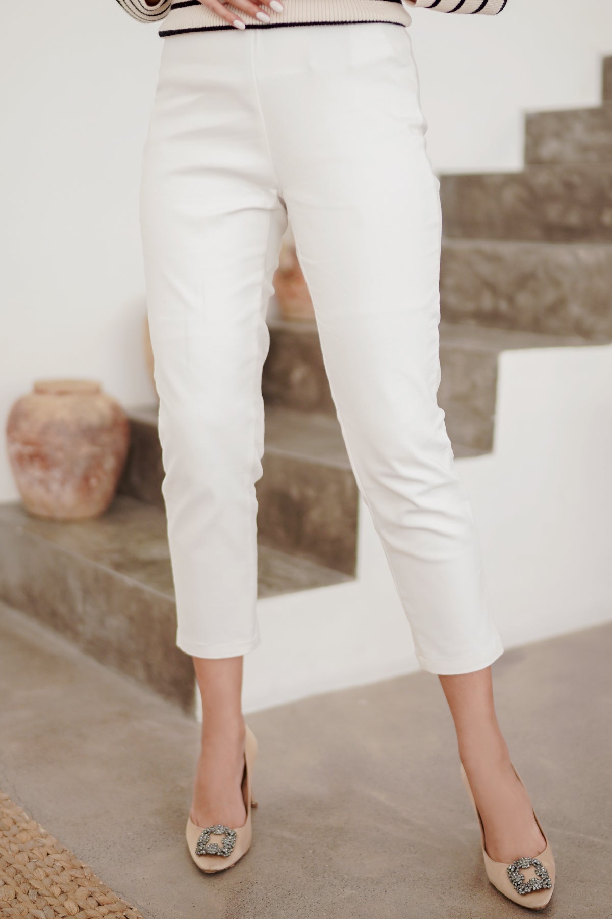 Basic Ankle Pants - White