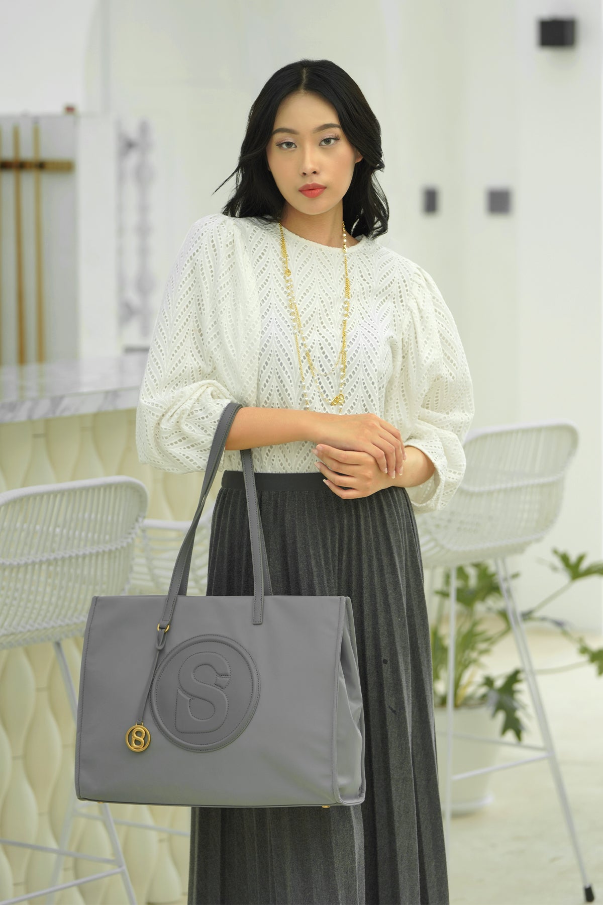 Aaliya Nylon Tote Bag - Cloud