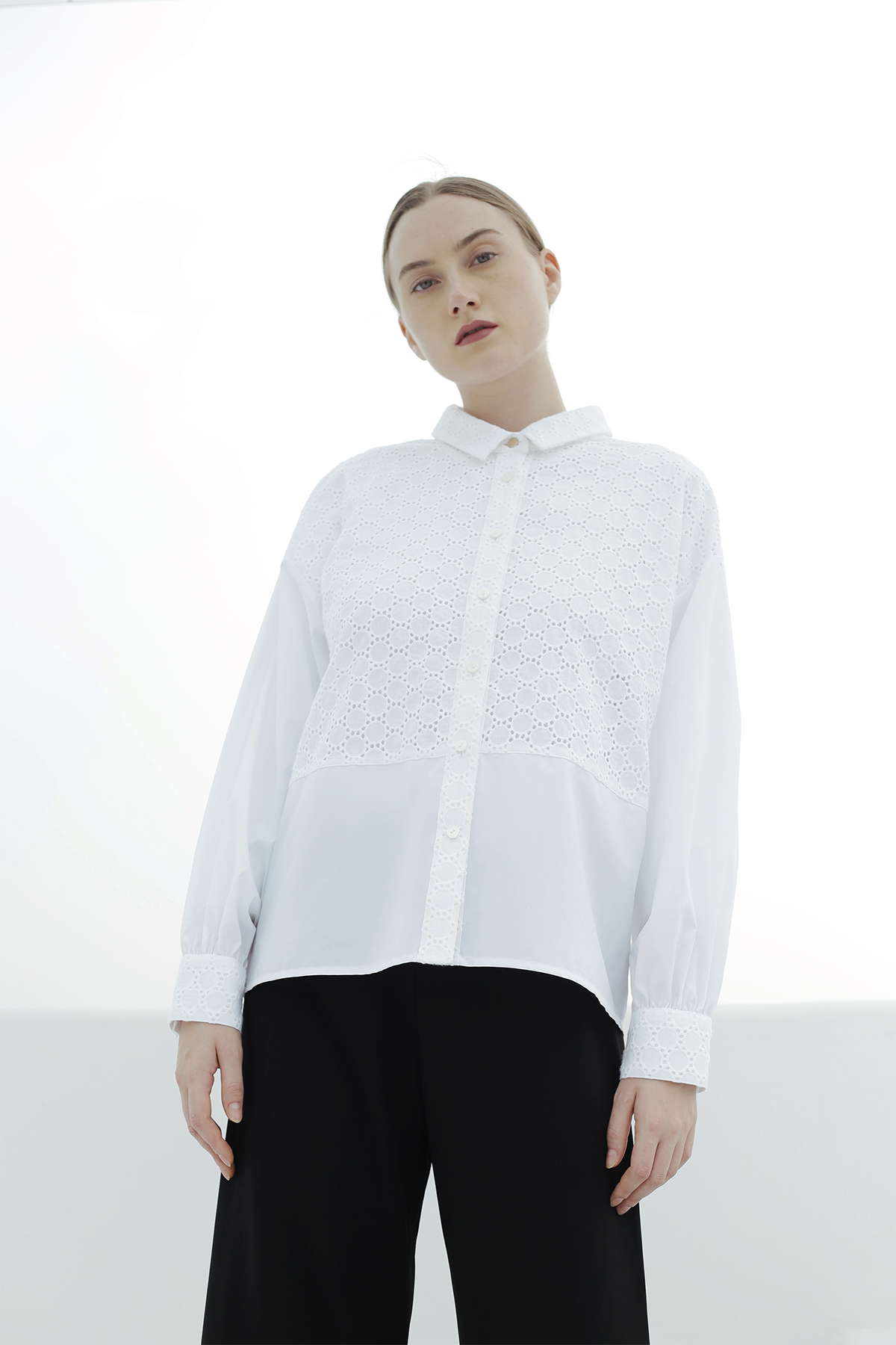 White Cotton Lace Shirt