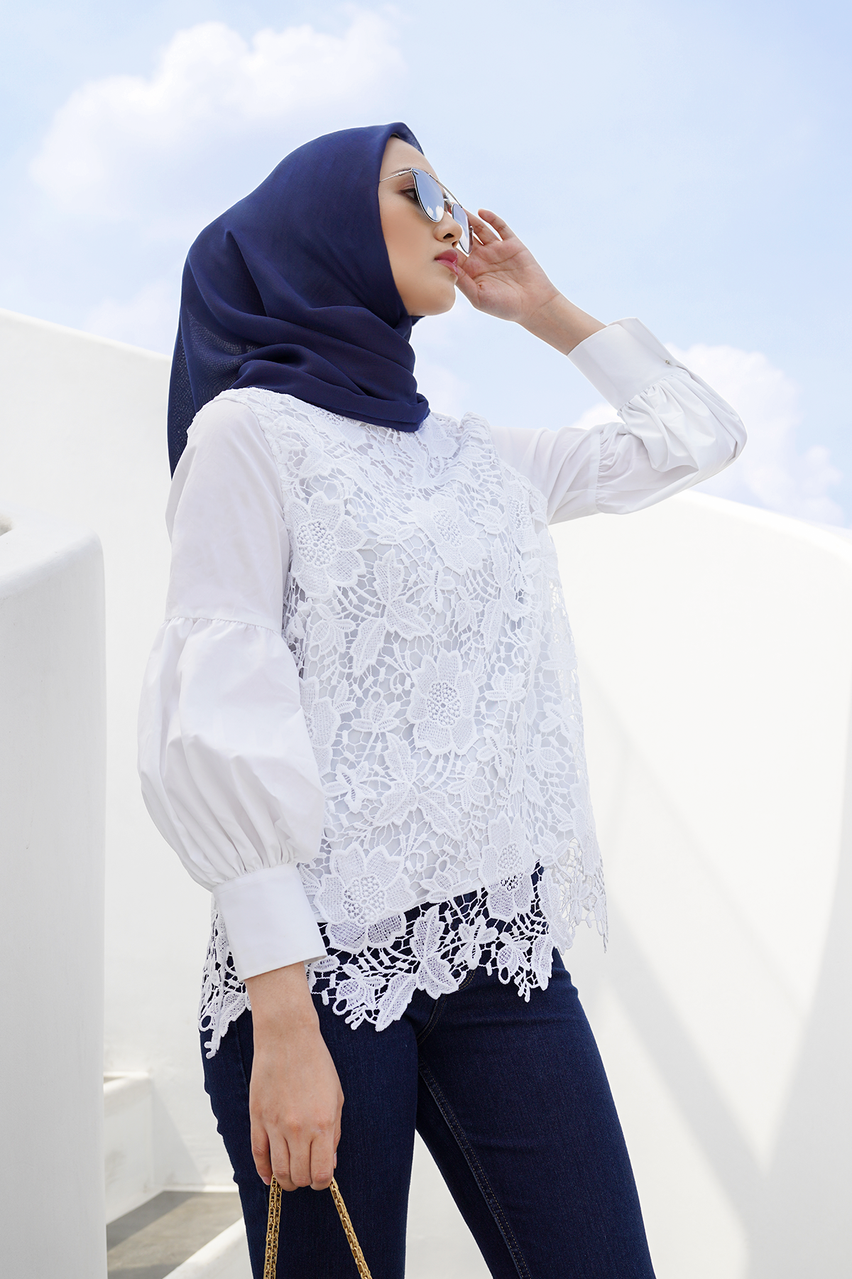 White Floral Cotton Lace Blouse