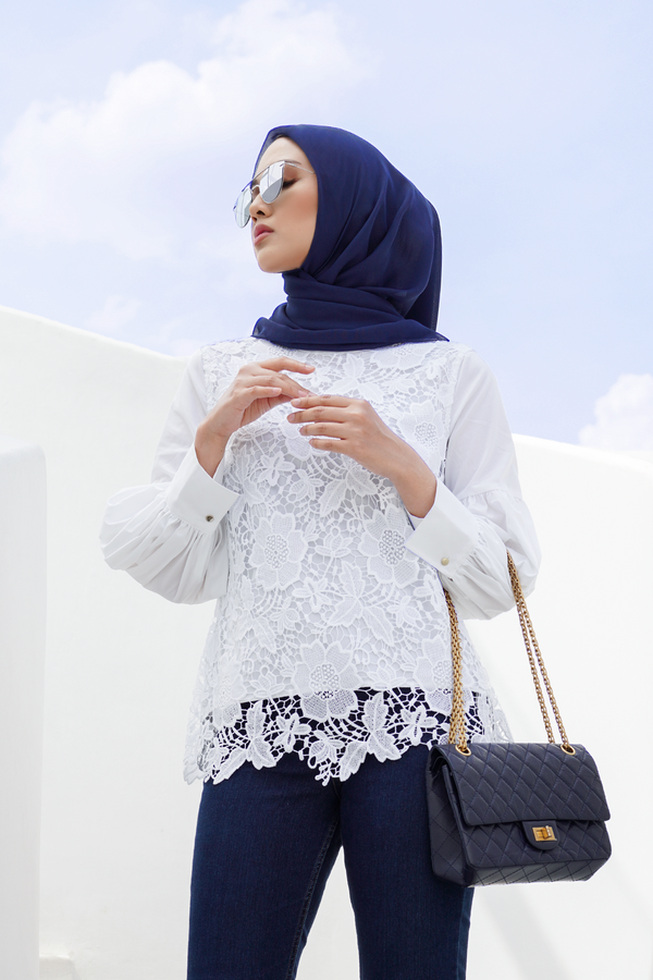 White Floral Cotton Lace Blouse