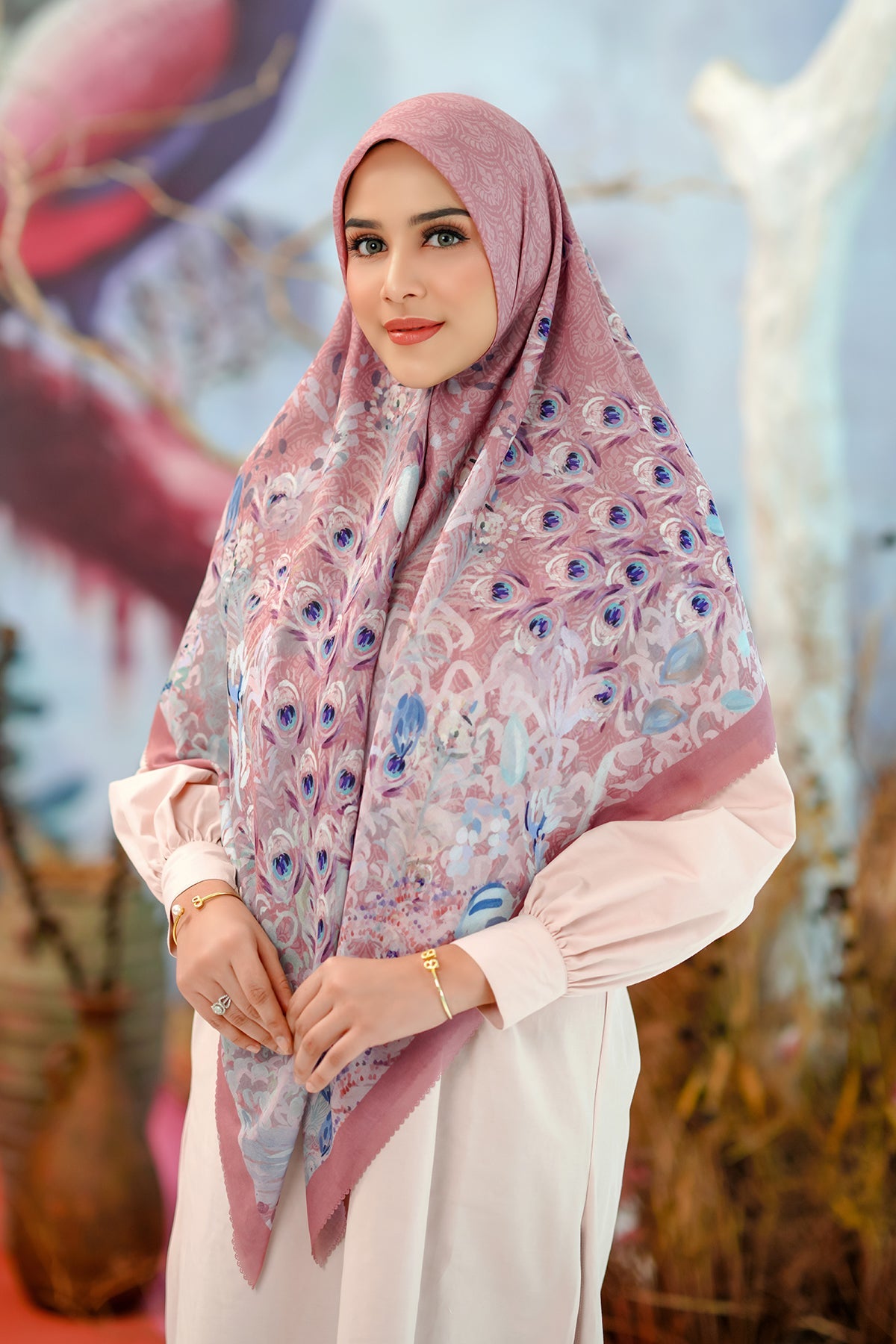 The Ederra Voal Square XL - Dusty Rose