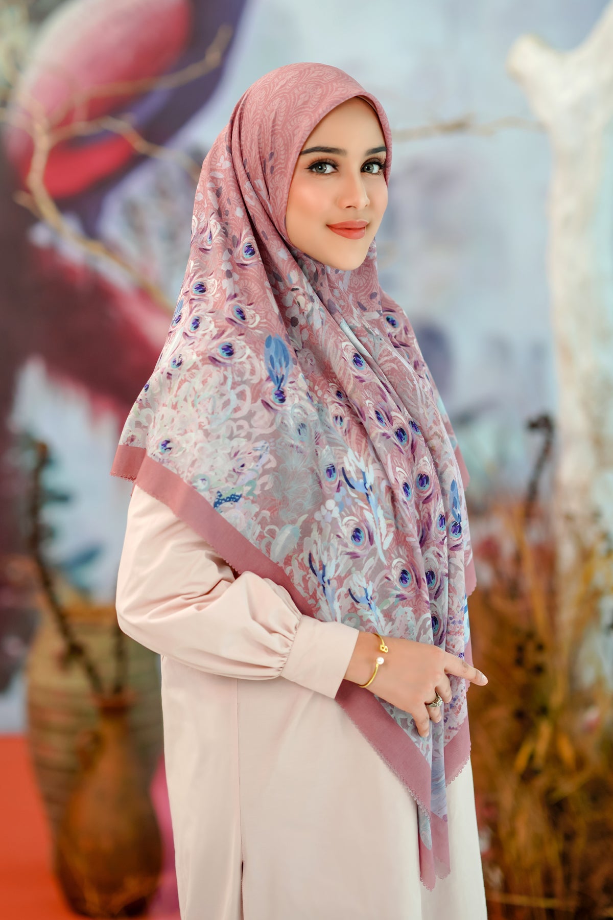 The Ederra Voal Square XL - Dusty Rose