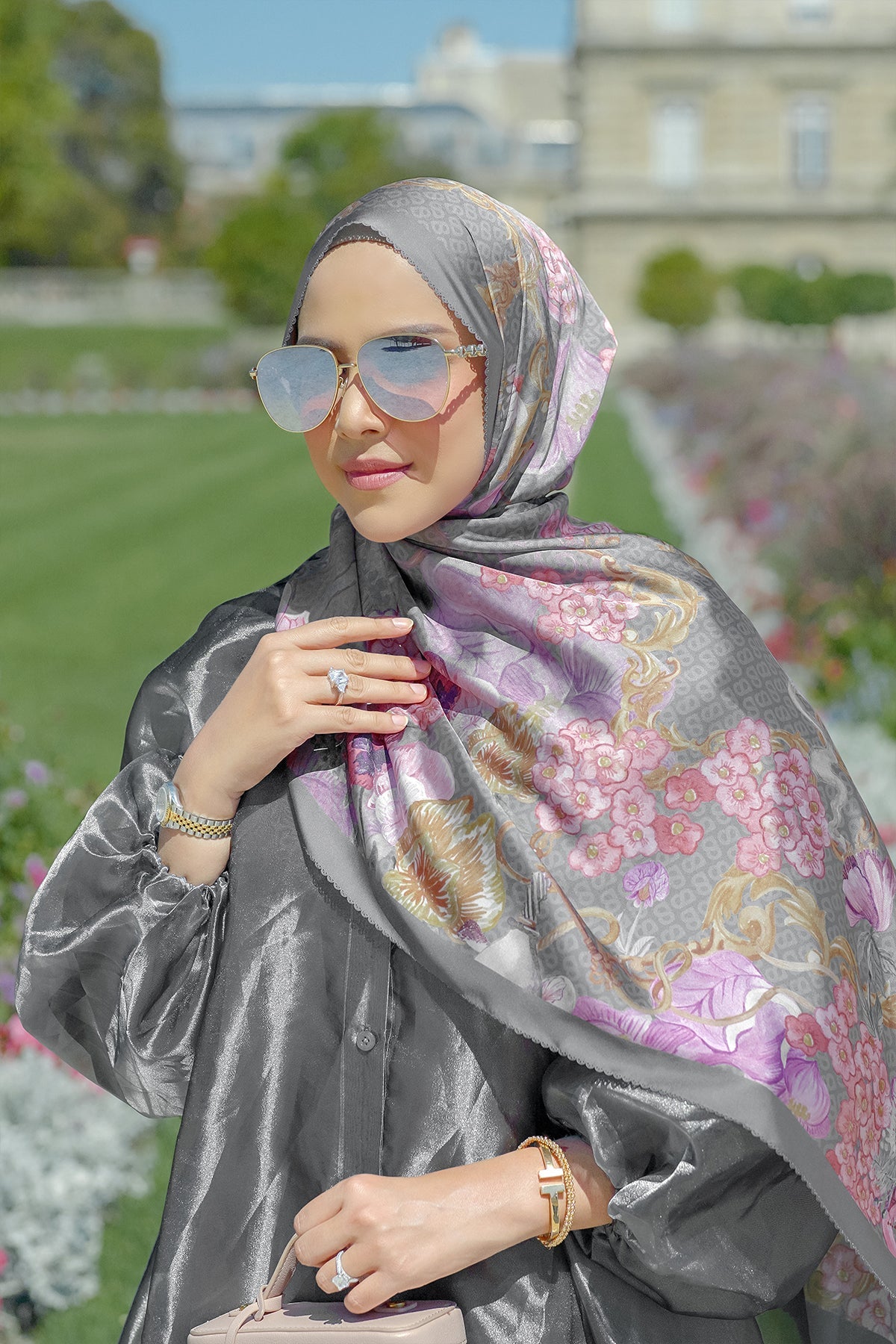 The Wonderland Satin Shawl - Thunderstorm