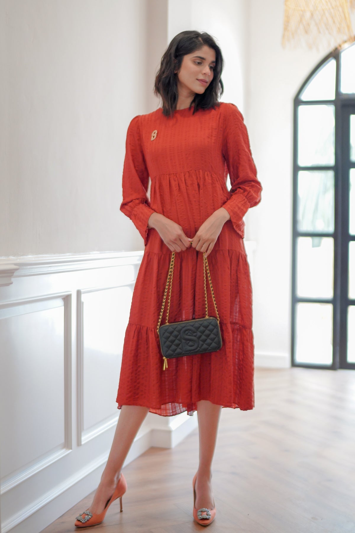 Red Lilou Tiered Dress