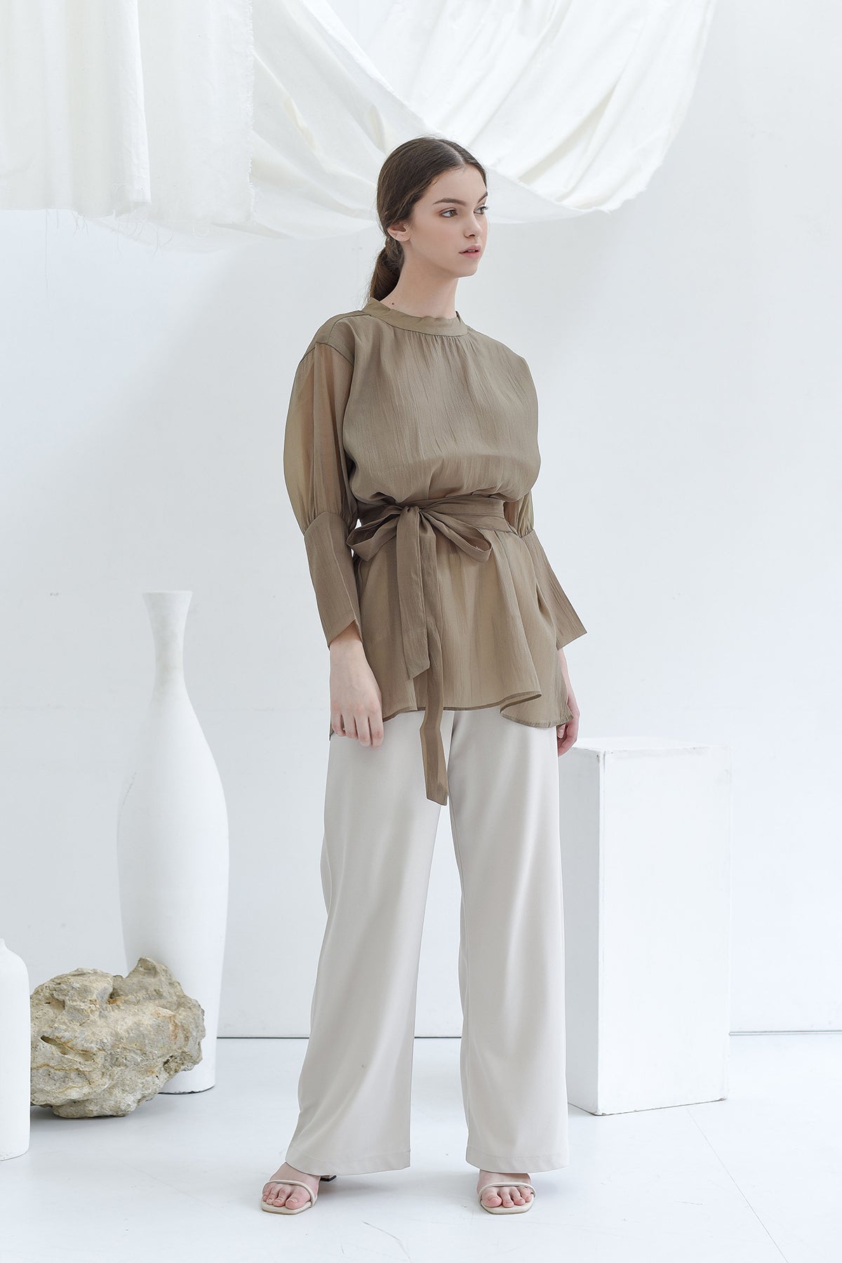 Sage Ozzy Blouse with Tie