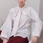 White Striped Shirt with Bow Collar
