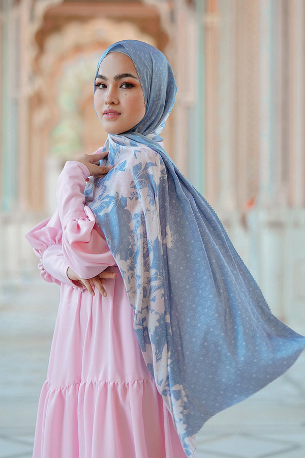 Maharani Satin Shawl - Blue