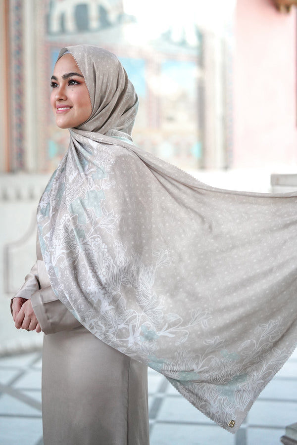 Maharani Satin Shawl - Khaki