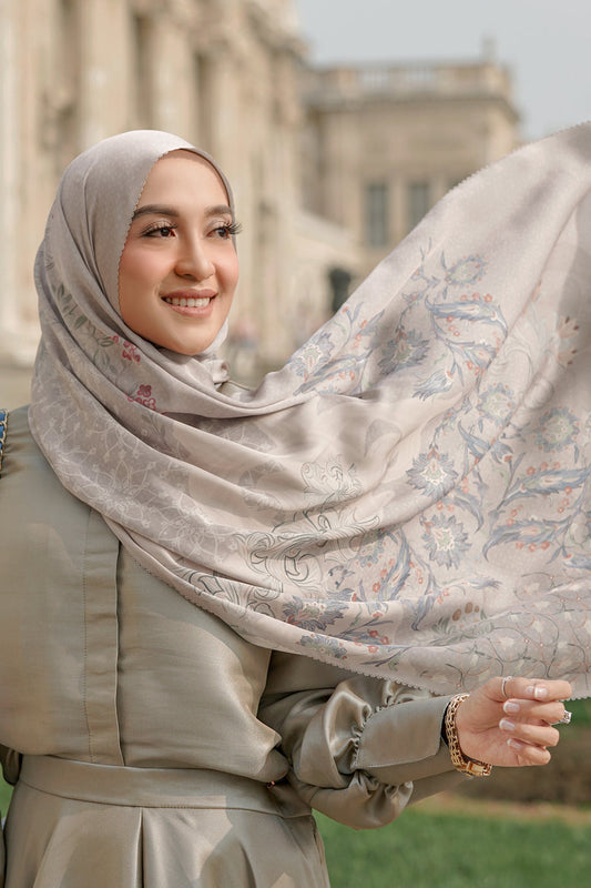 The Topkapi Satin Shawl - Earl Gray