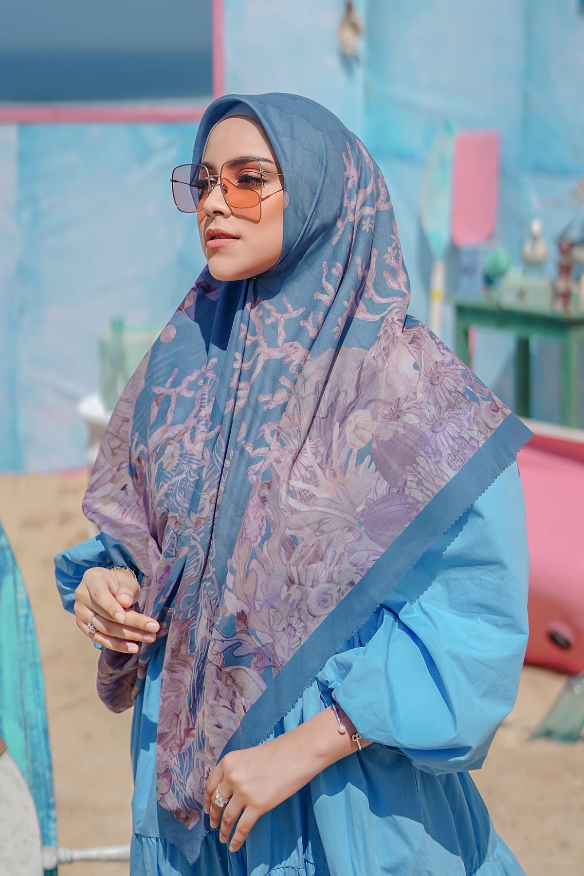 The Little Mermaid Voal Square XL - Marine
