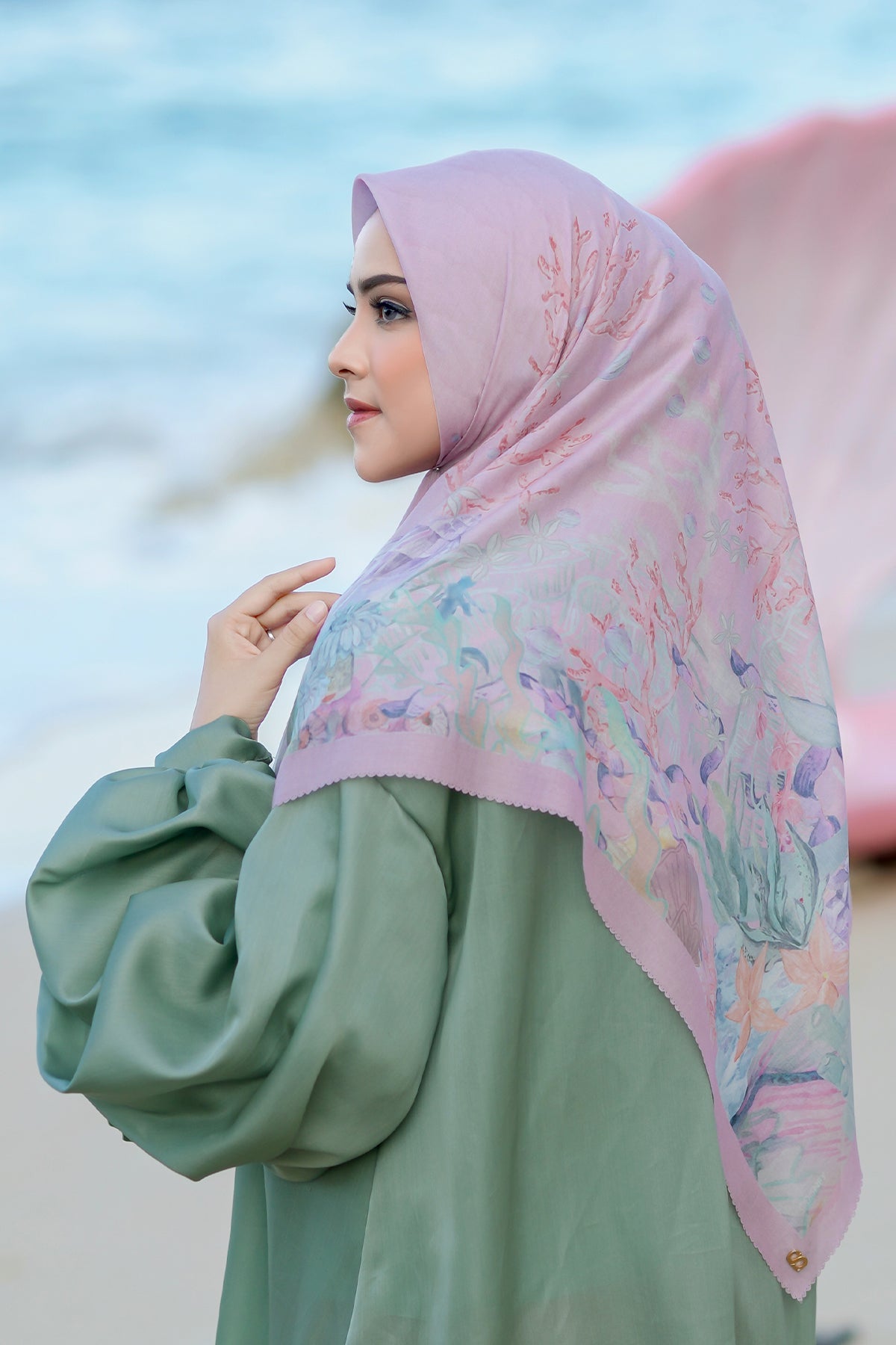 The Little Mermaid Voal Square XL - Tea Rose