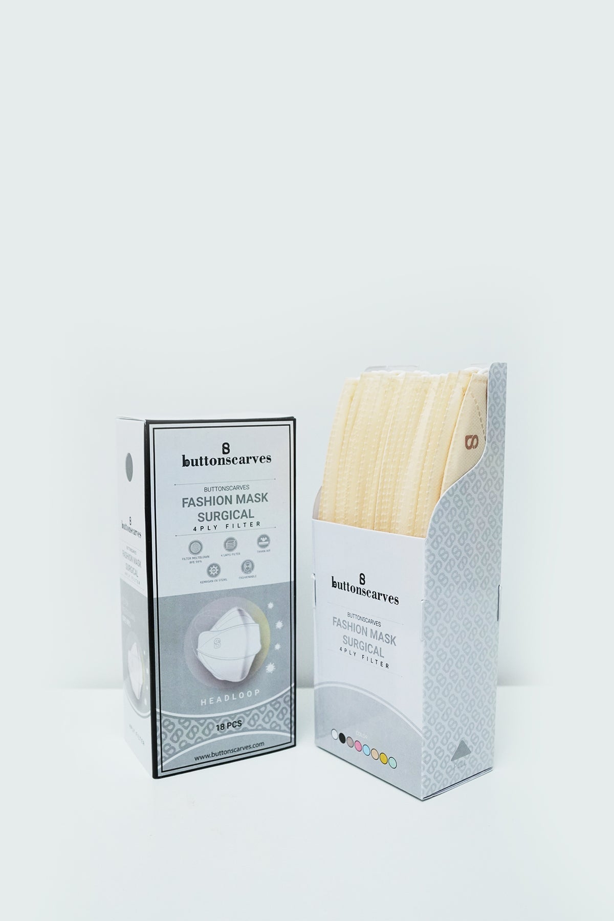 Buttonscarves Disposable Mask - Cream