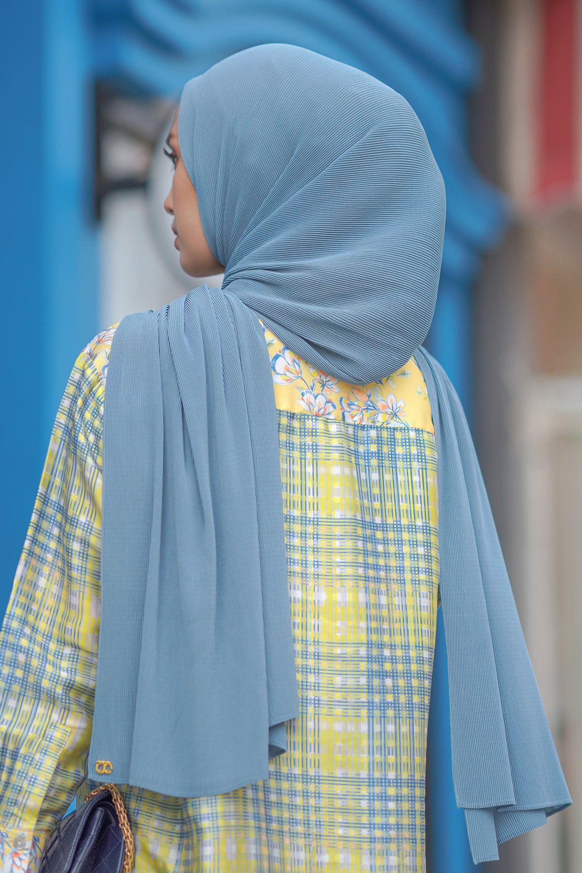 Everyday Pleated Shawl - Dusty Blue