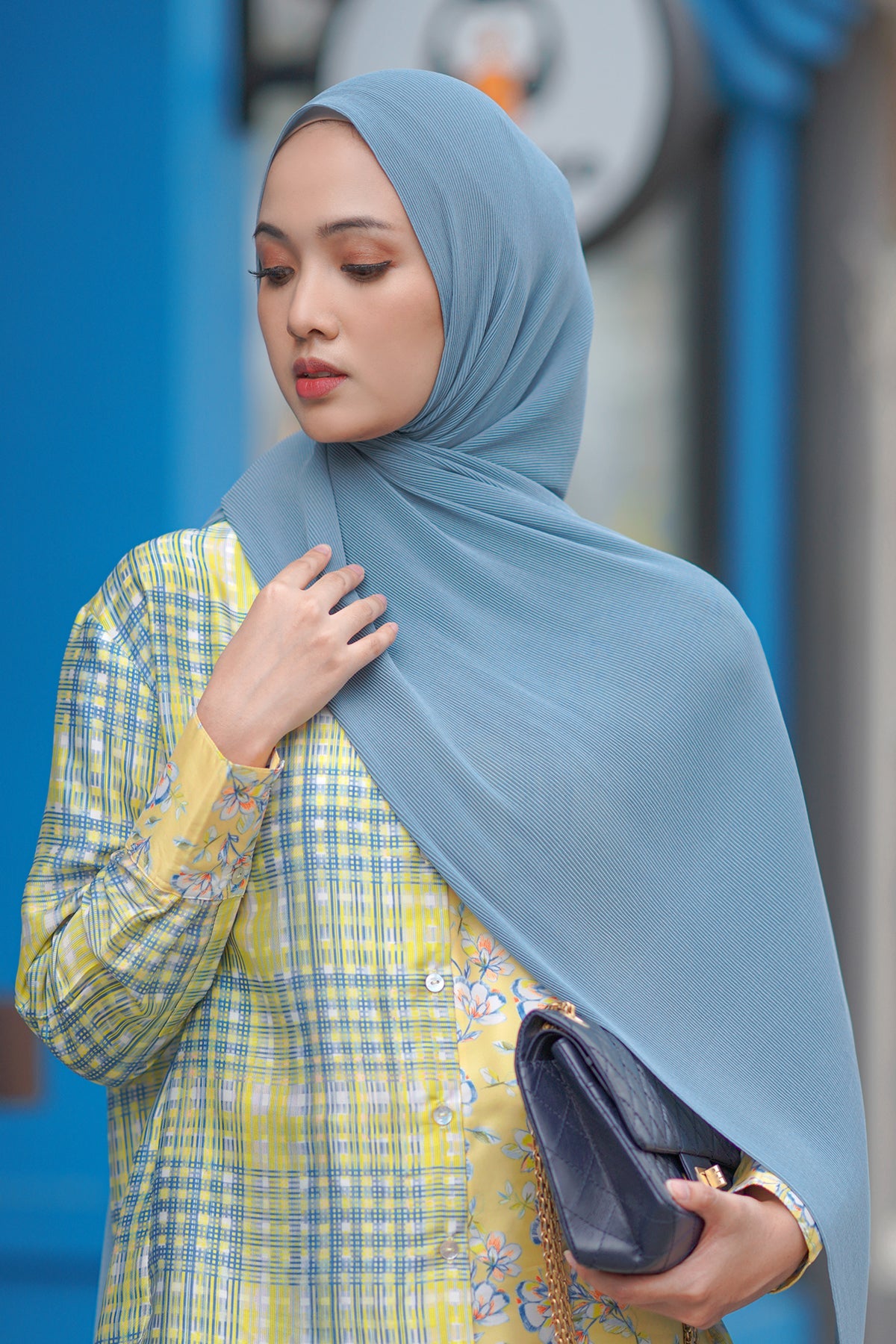 Everyday Pleated Shawl - Dusty Blue