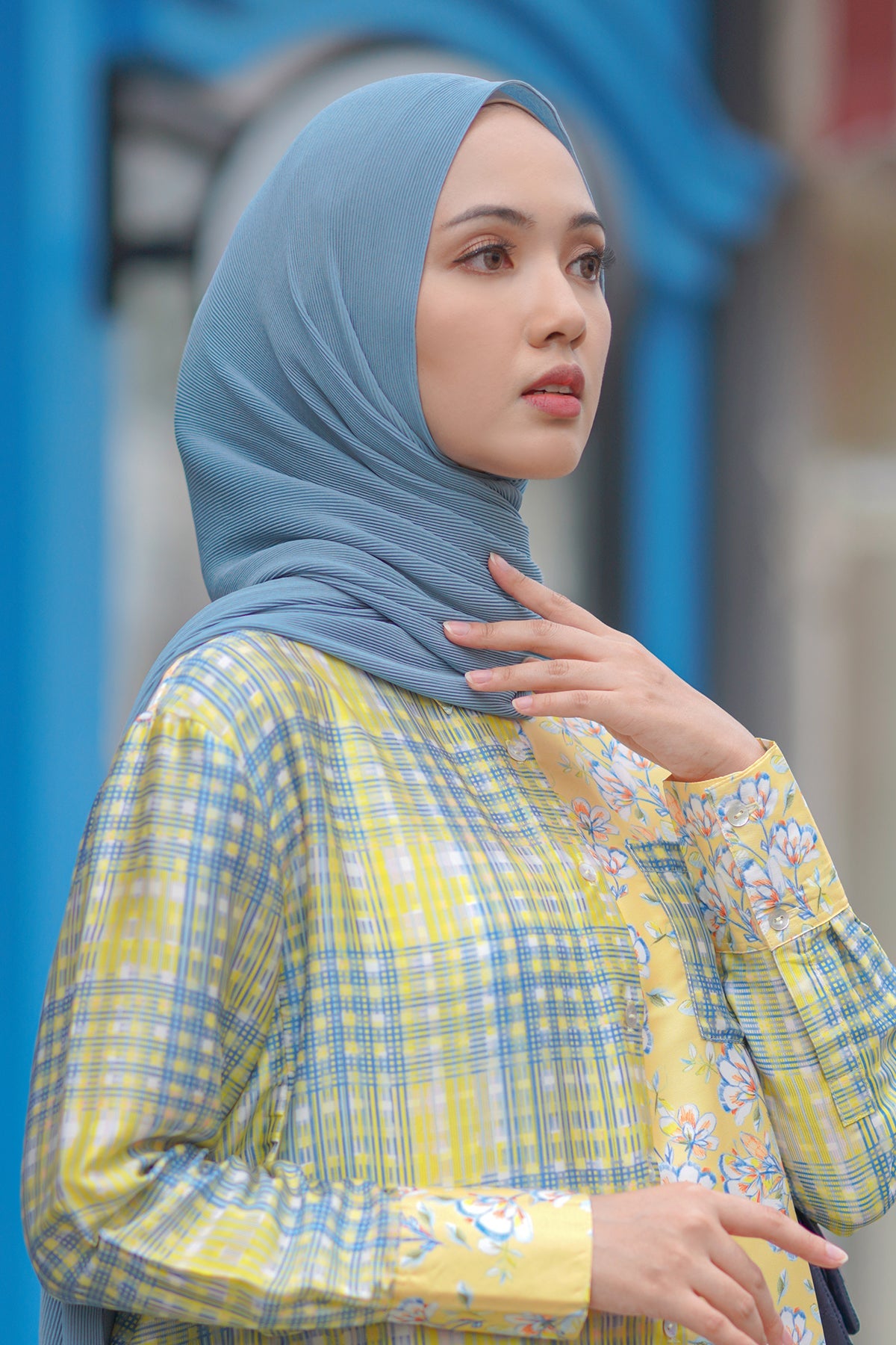 Everyday Pleated Shawl - Dusty Blue