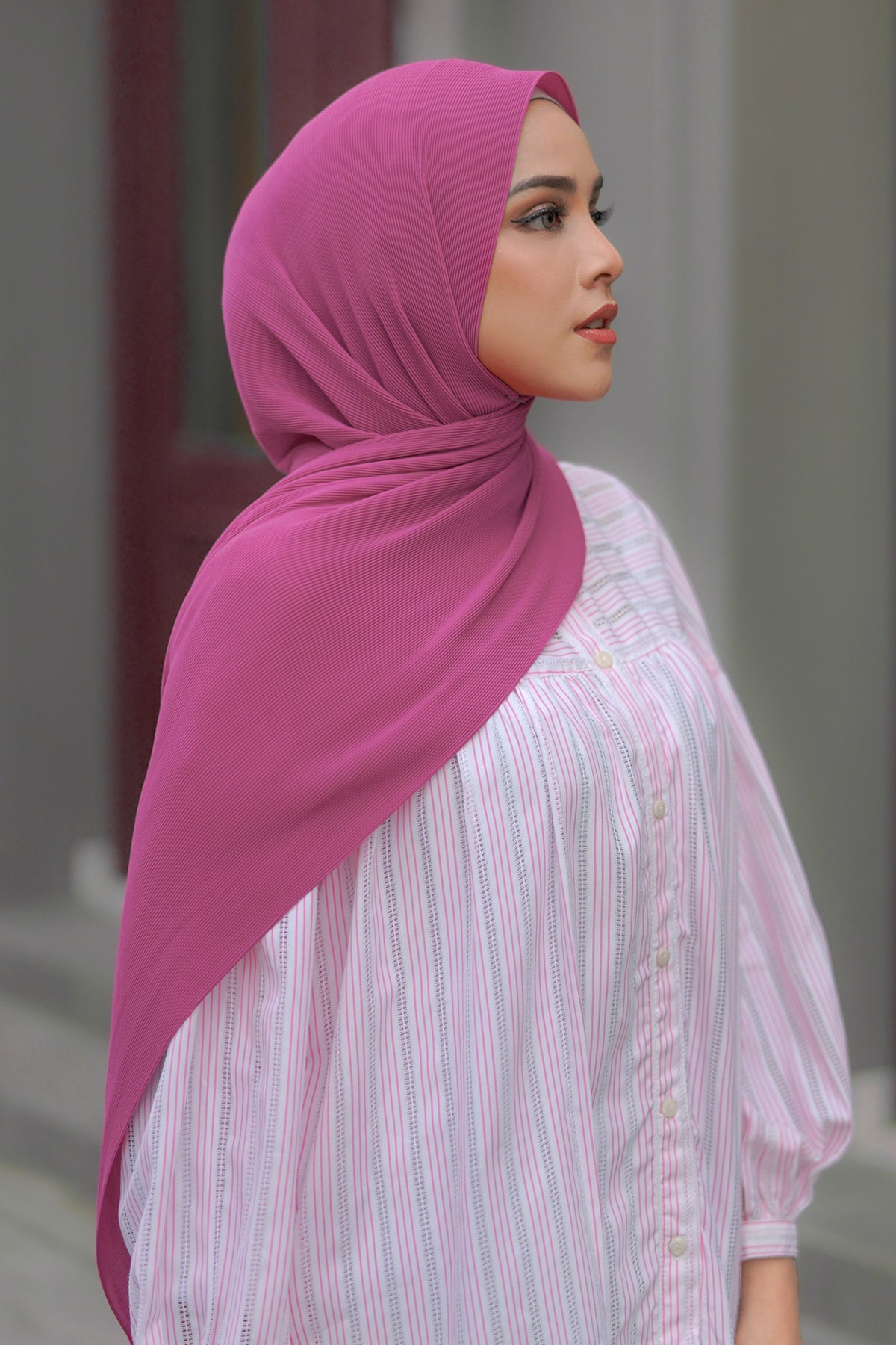 Everyday Pleated Shawl - Magenta