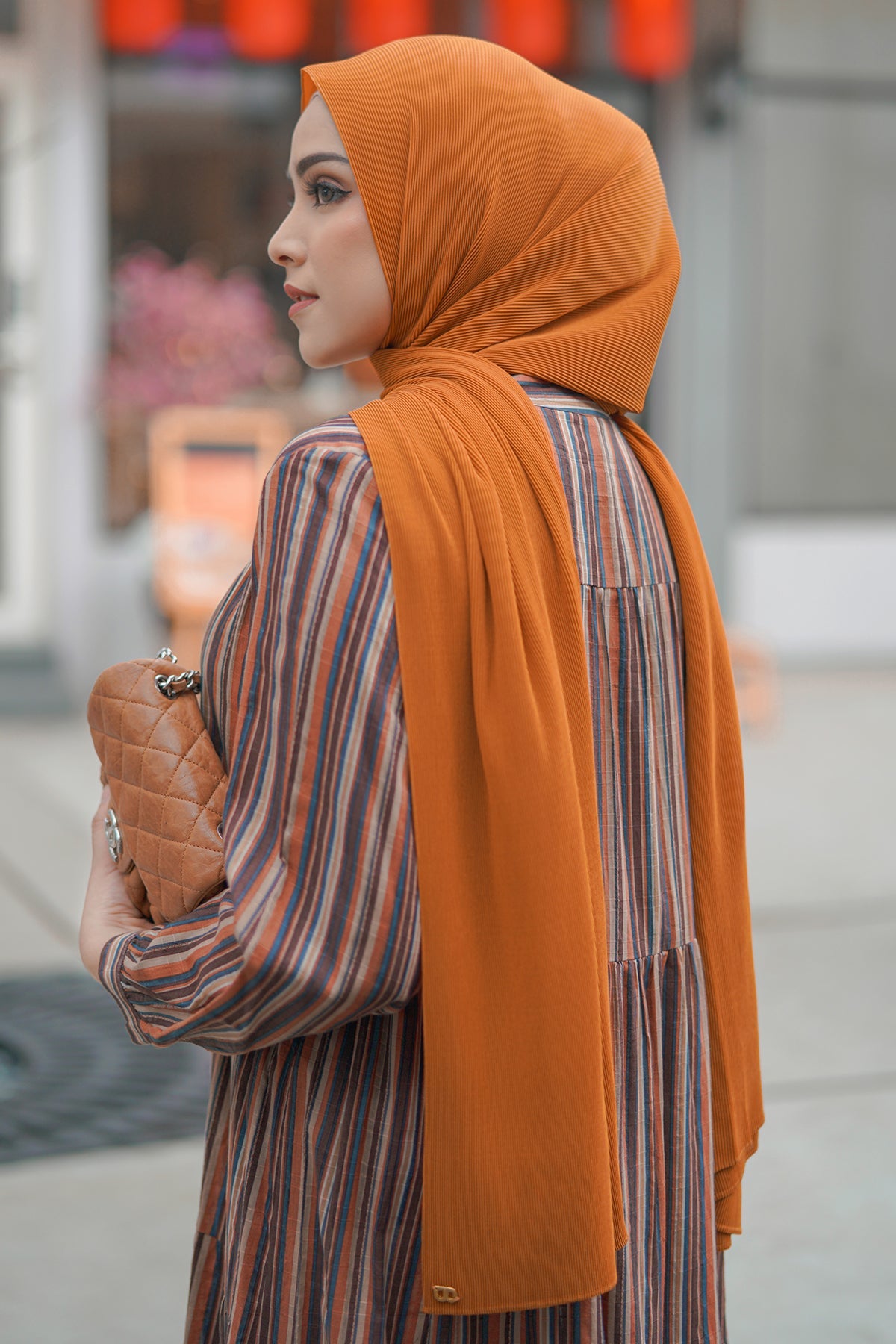 Everyday Pleated Shawl - Orange